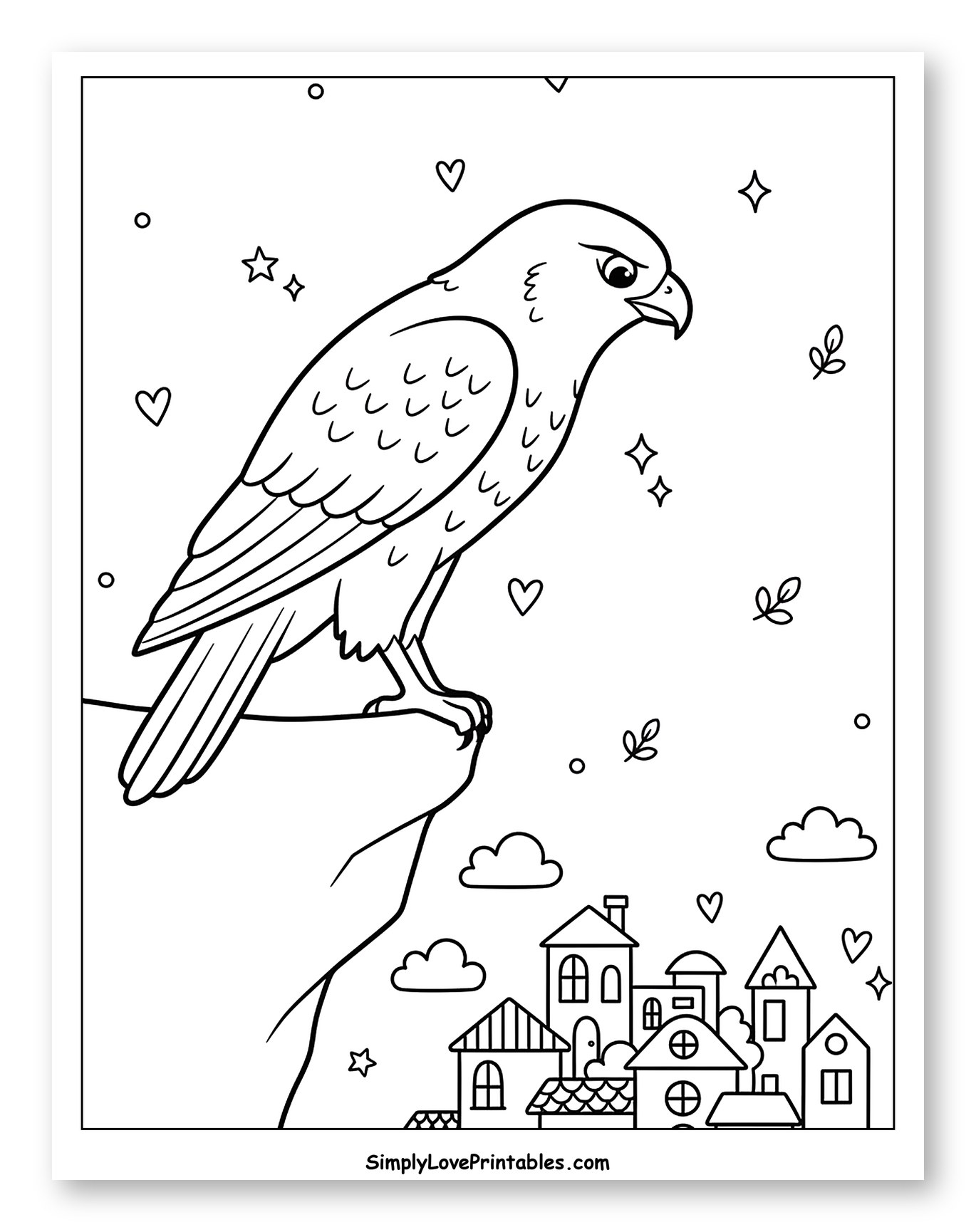 Hawk on a Cliff Overlooking a Village