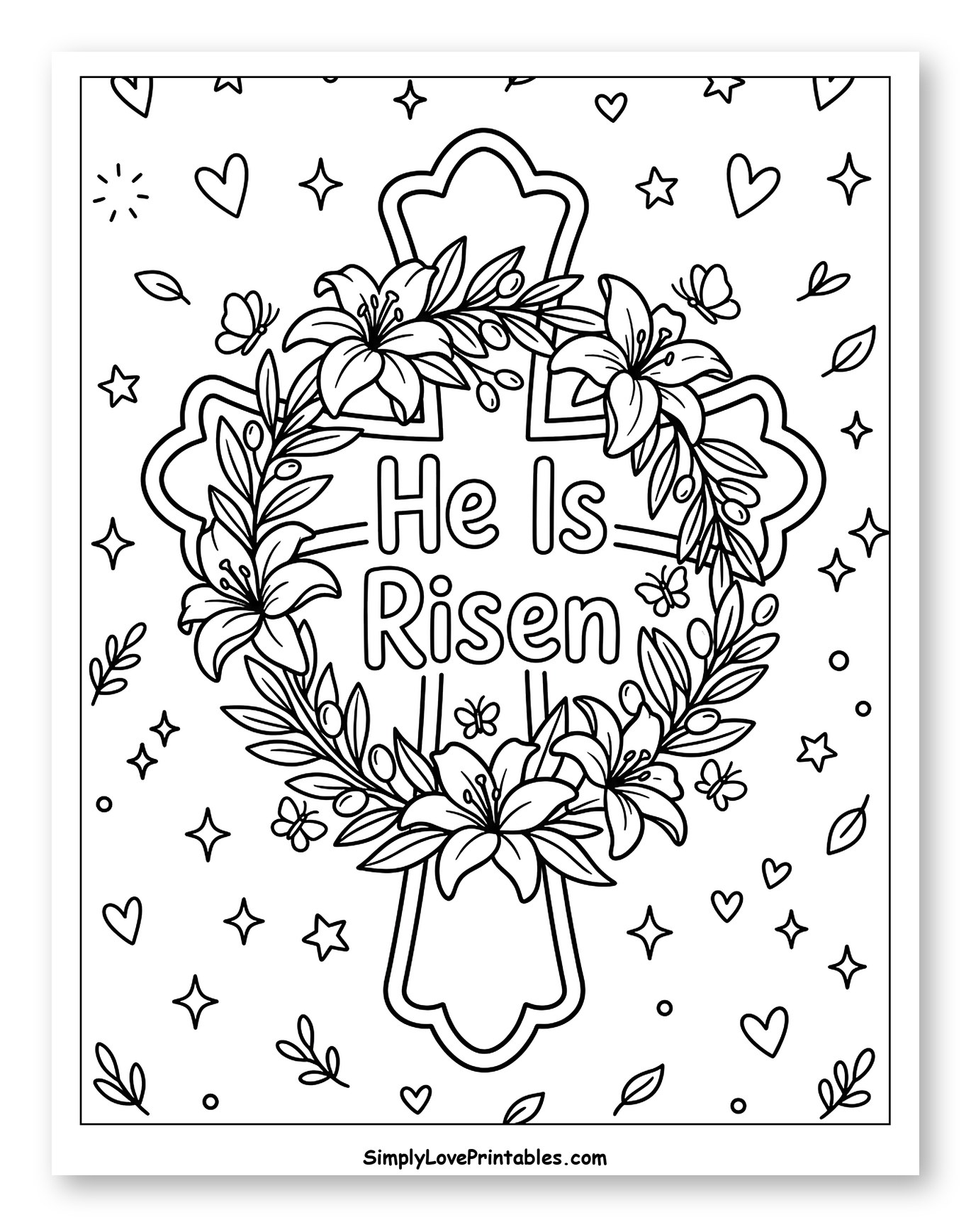 He Is Risen Cross with Floral Garland