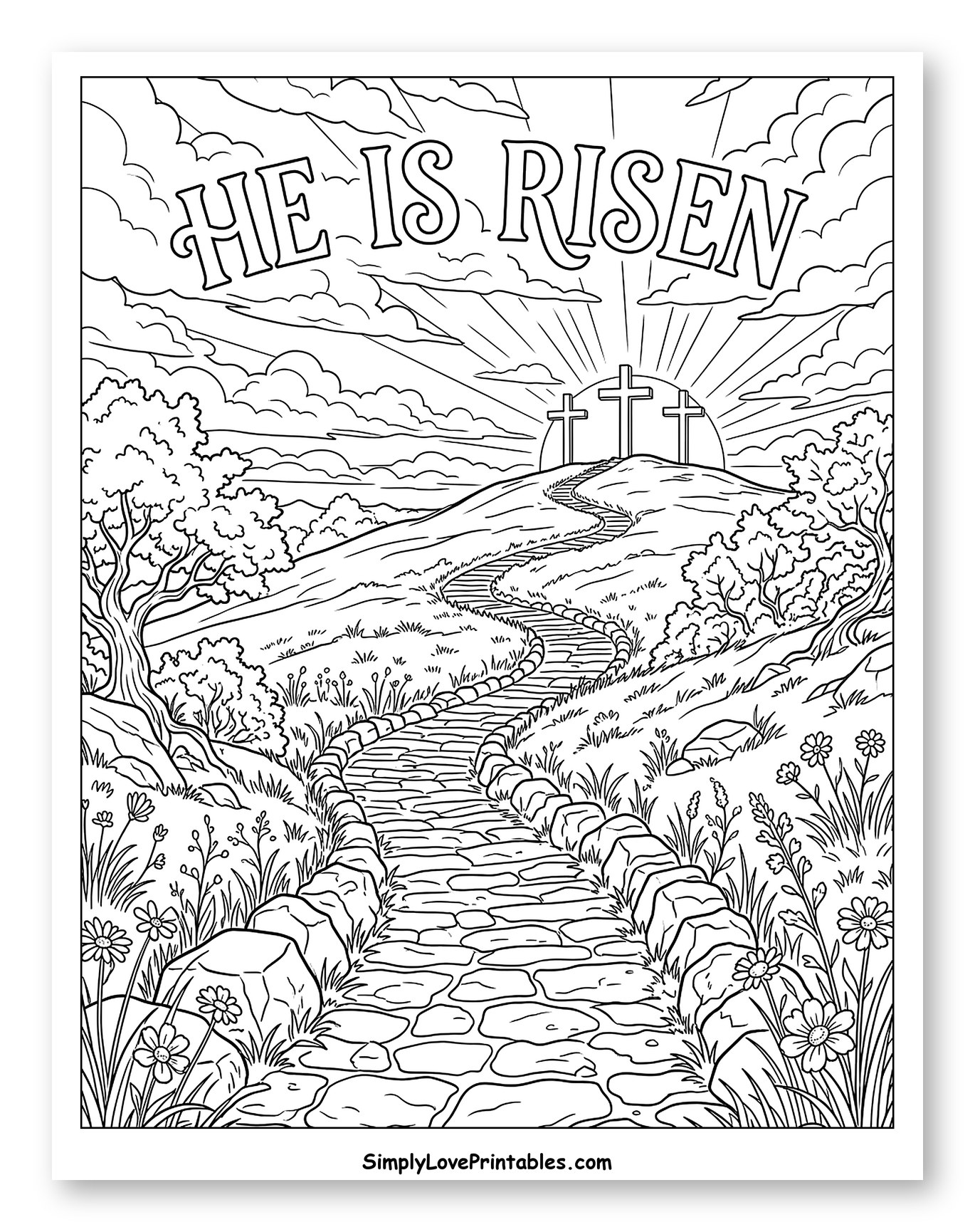 He Is Risen Easter Landscape with Path