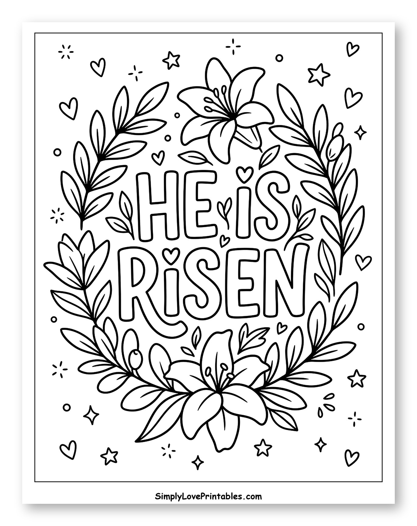 He Is Risen Easter Lilies and Leaves
