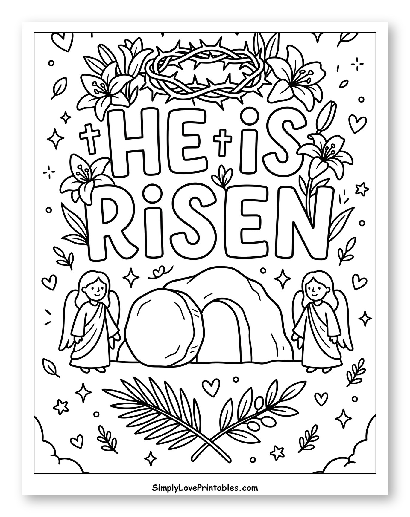 He Is Risen Easter Scene with Angels