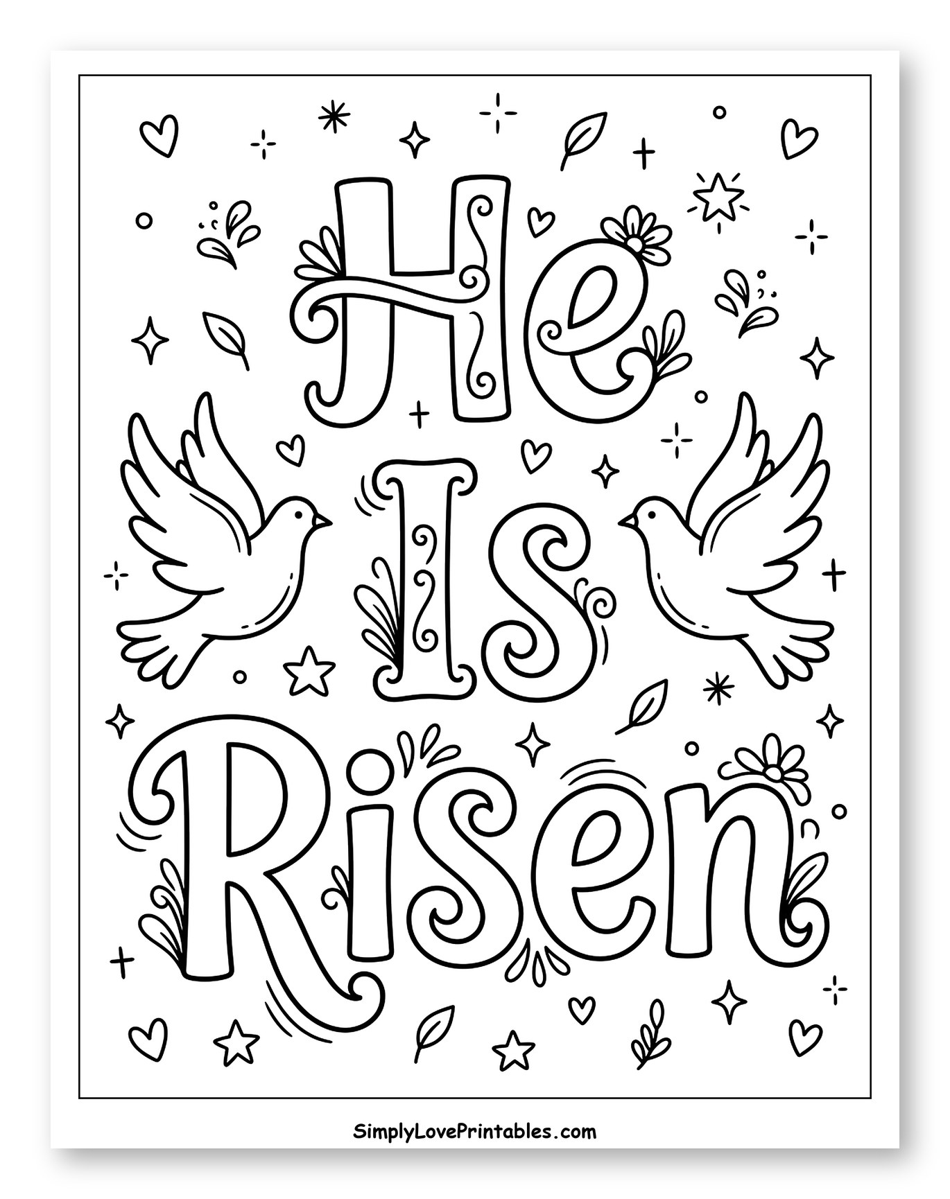 He Is Risen Scripture Doves Design