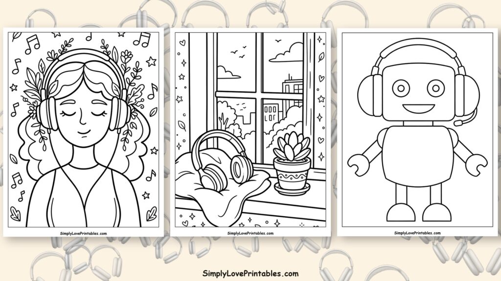 headphone coloring pages featured image