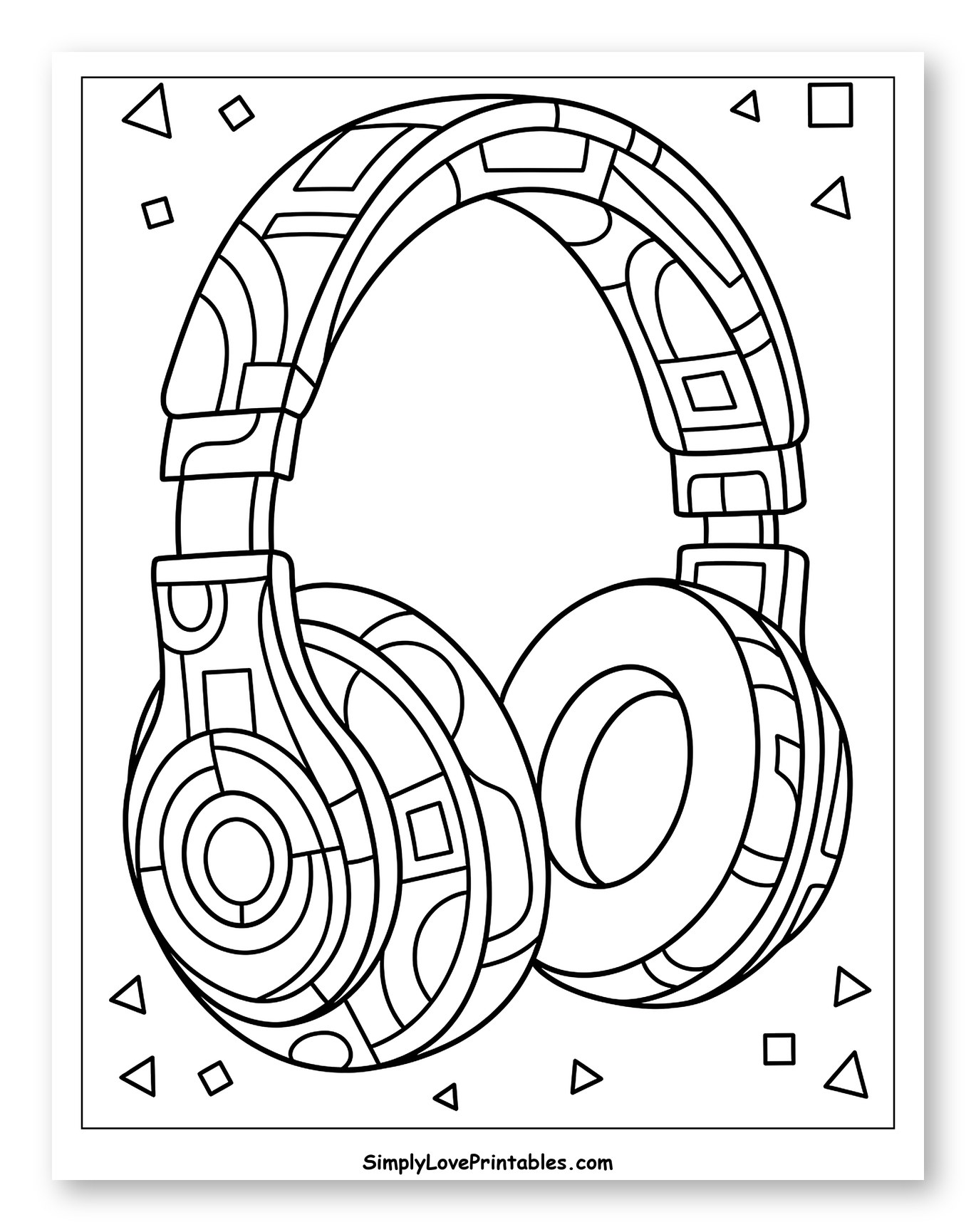 Headphones with Abstract Geometric Patterns to Color for Adults