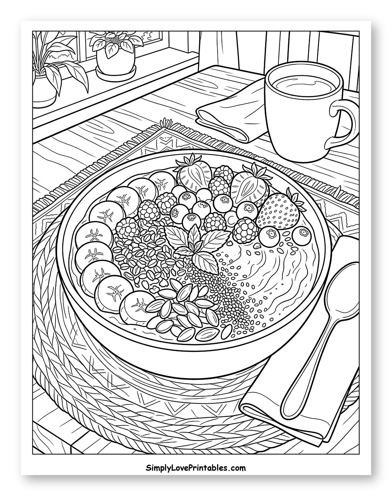 Healthy Smoothie Bowl Breakfast by Window