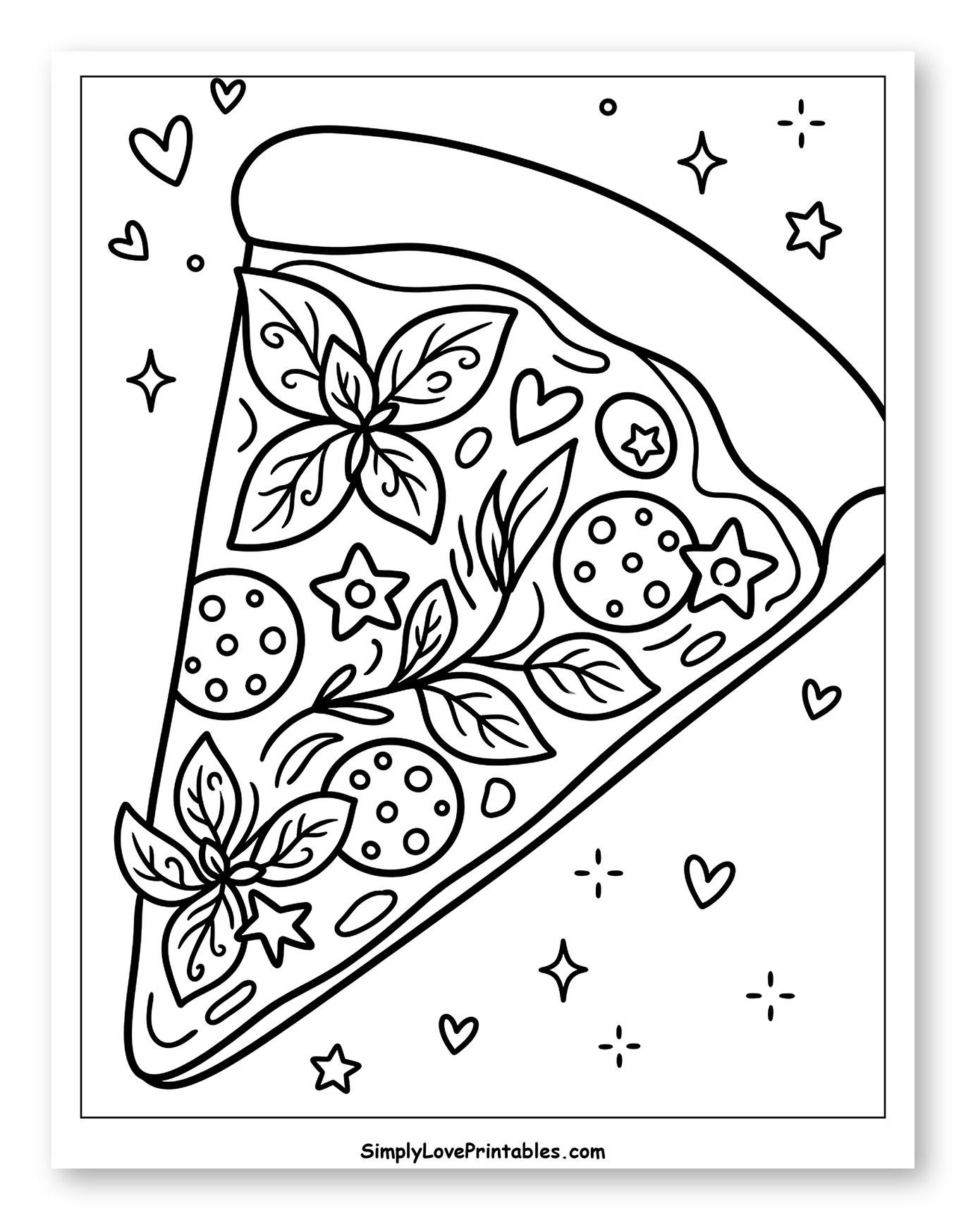 Heart-Adorned Slice of Pizza with Toppings