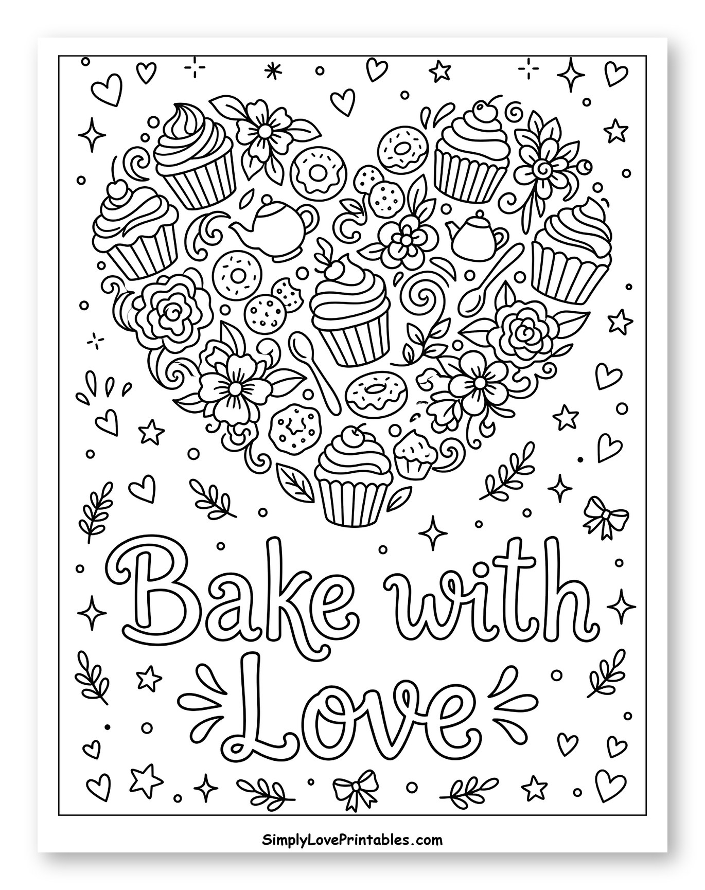 Heart Filled with Baked Treats and Flowers