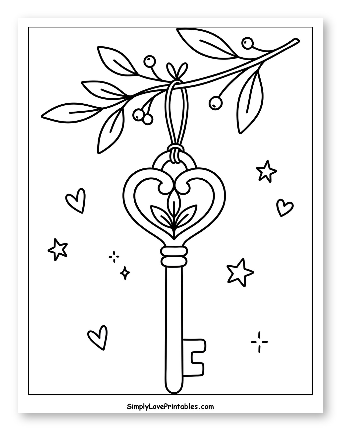 Heart Key Hanging from a Berried Branch