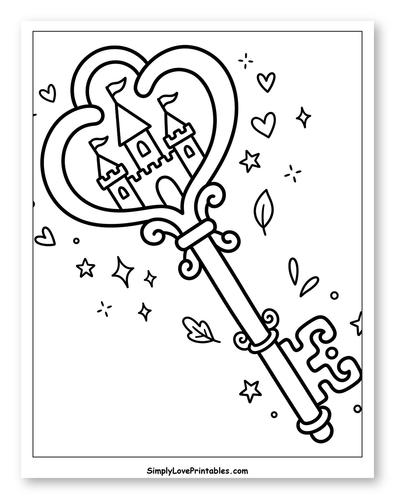 Heart Key with Castle and Magical Elements