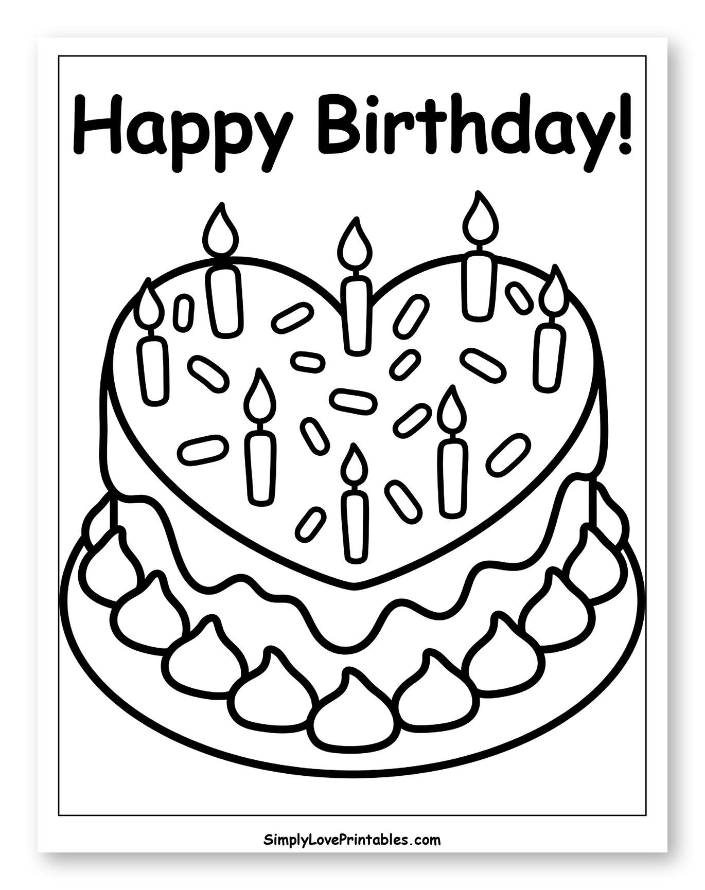 Heart-Shaped Birthday Cake with Candles and Text