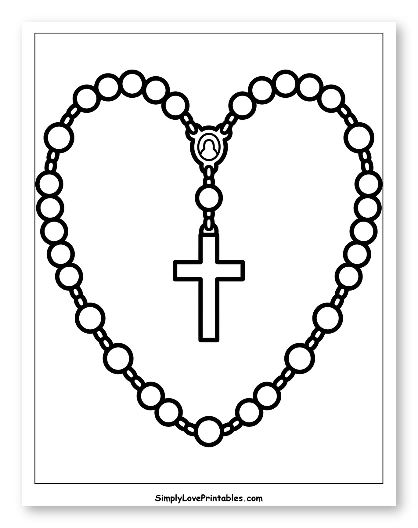Heart-Shaped Rosary with Cross and Medal