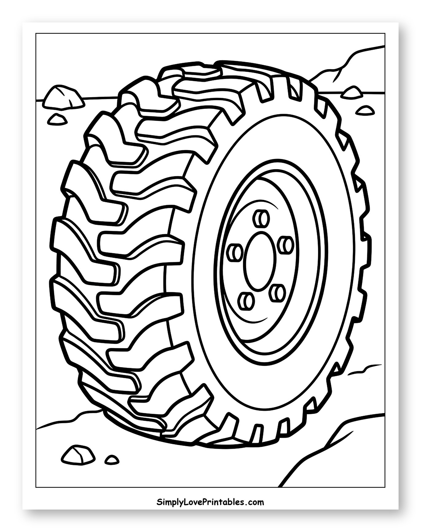 Heavy Duty Off-Road Tire on Ground to Color for Toddlers