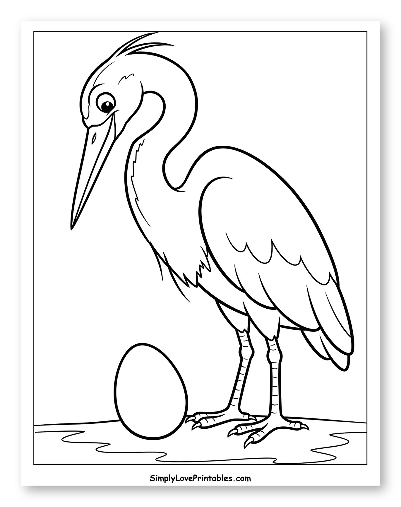 Heron Watching Over Its Egg