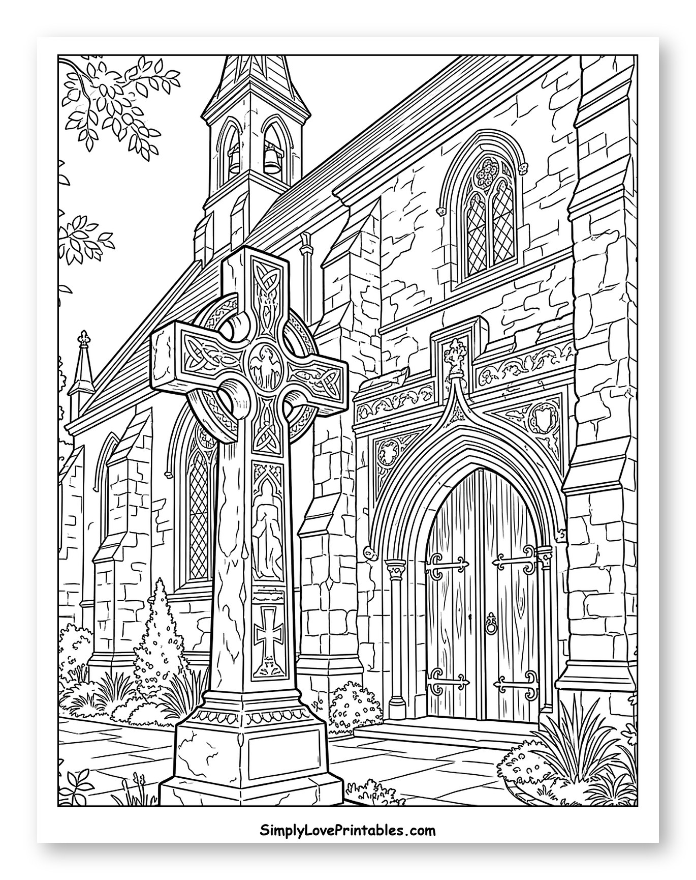 Historic Stone Church with Celtic Cross