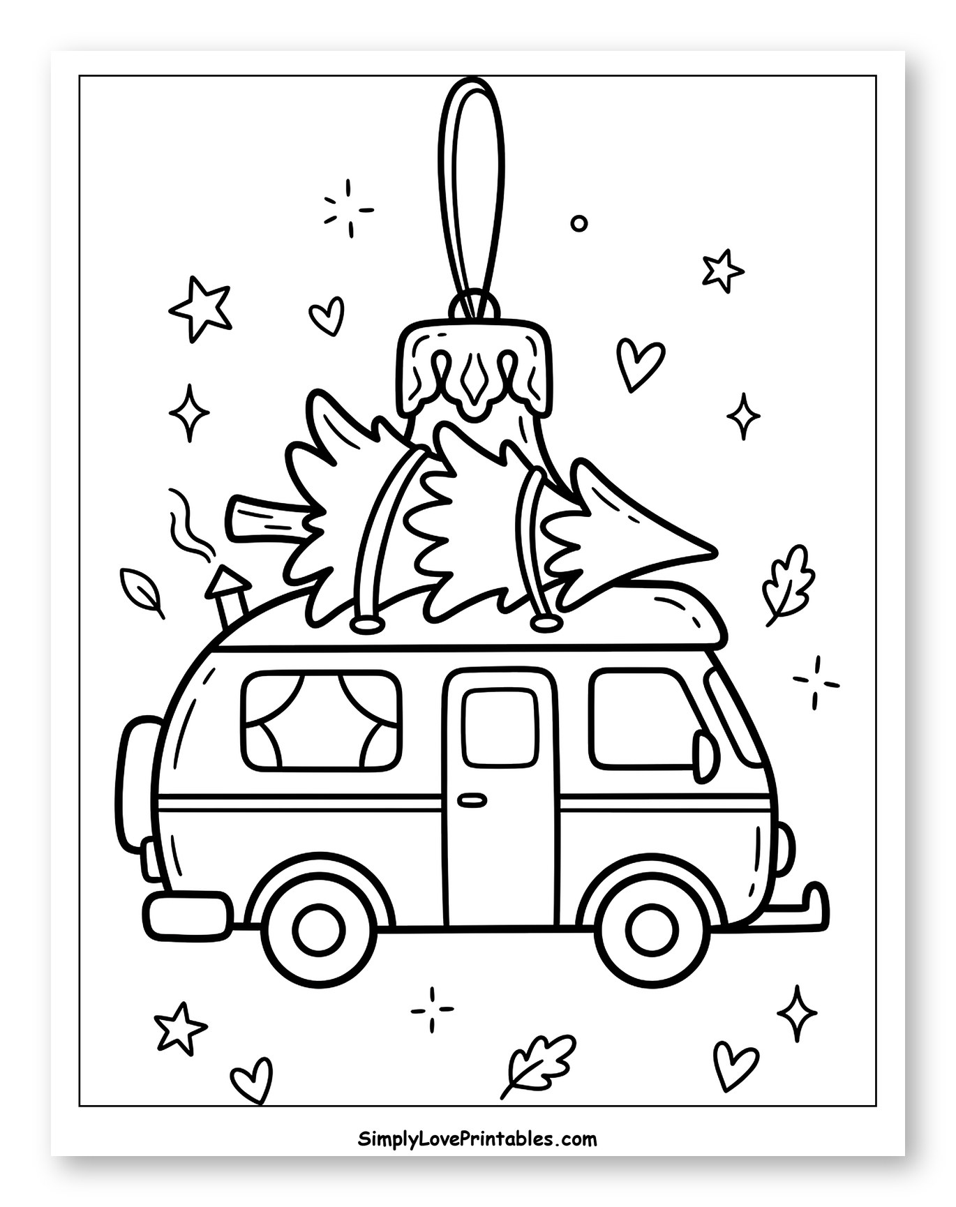 Holiday Camper Van Ornament with Christmas Tree