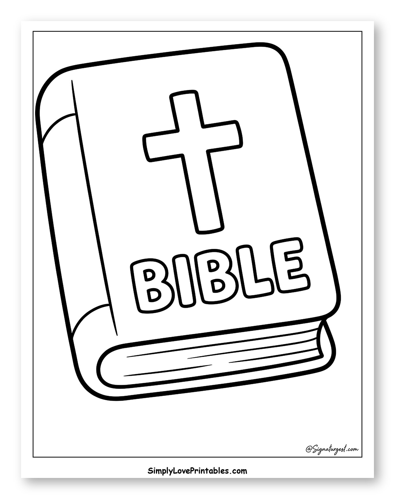 Holy Bible with Cross and "BIBLE" Coloring Sheet for Toddlers