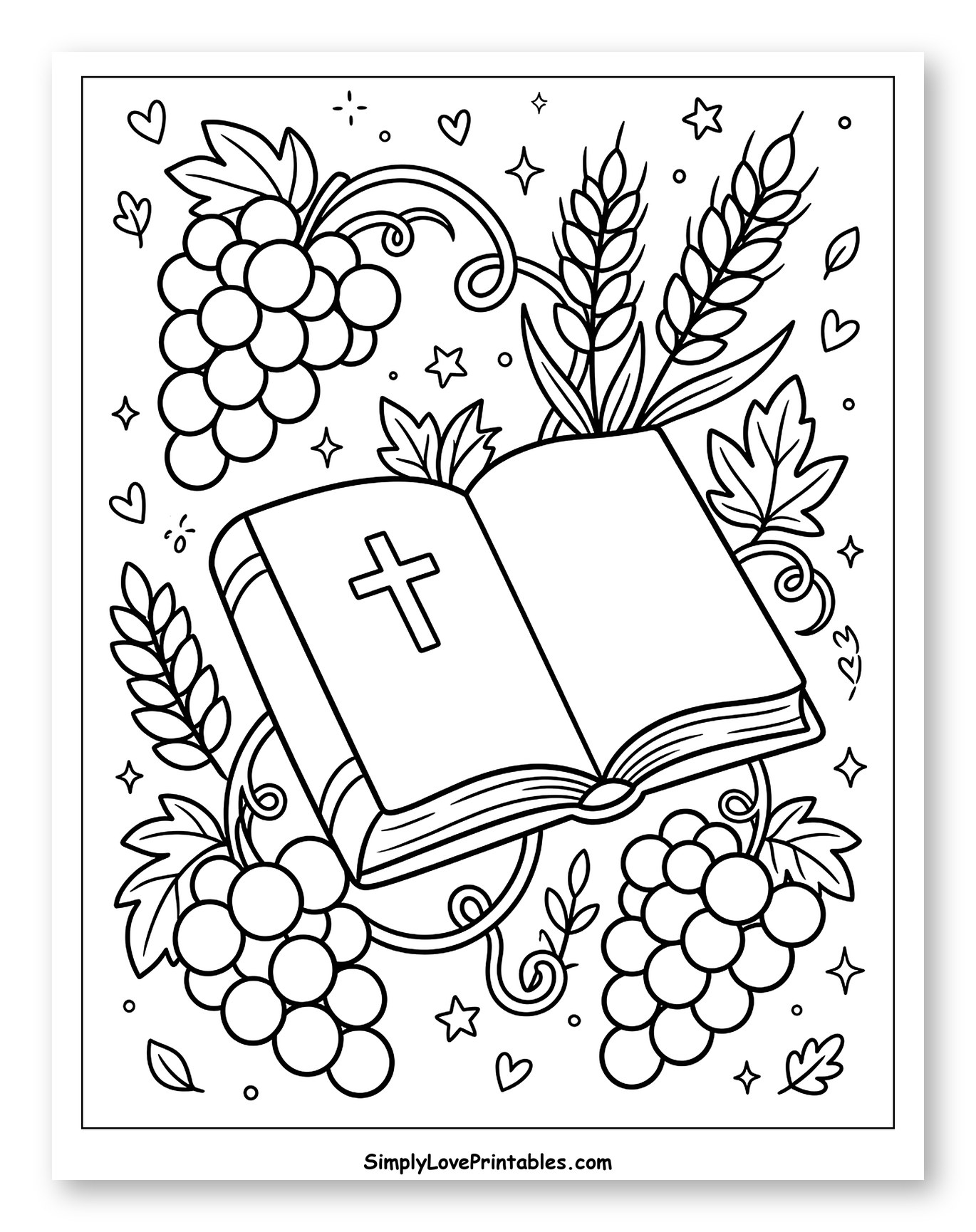 Holy Bible with Grapes and Wheat