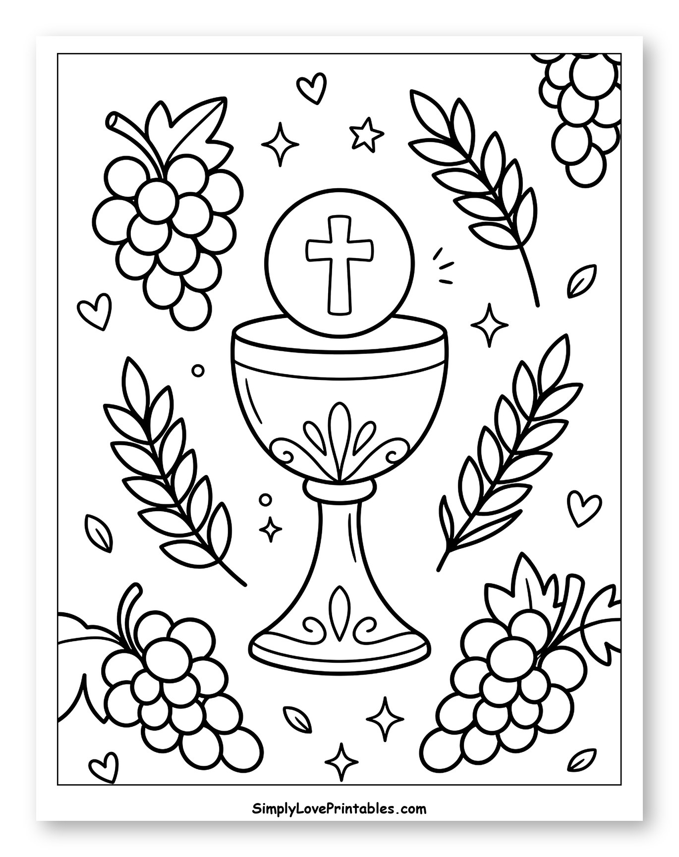 Holy Communion Chalice with Grapes and Wheat