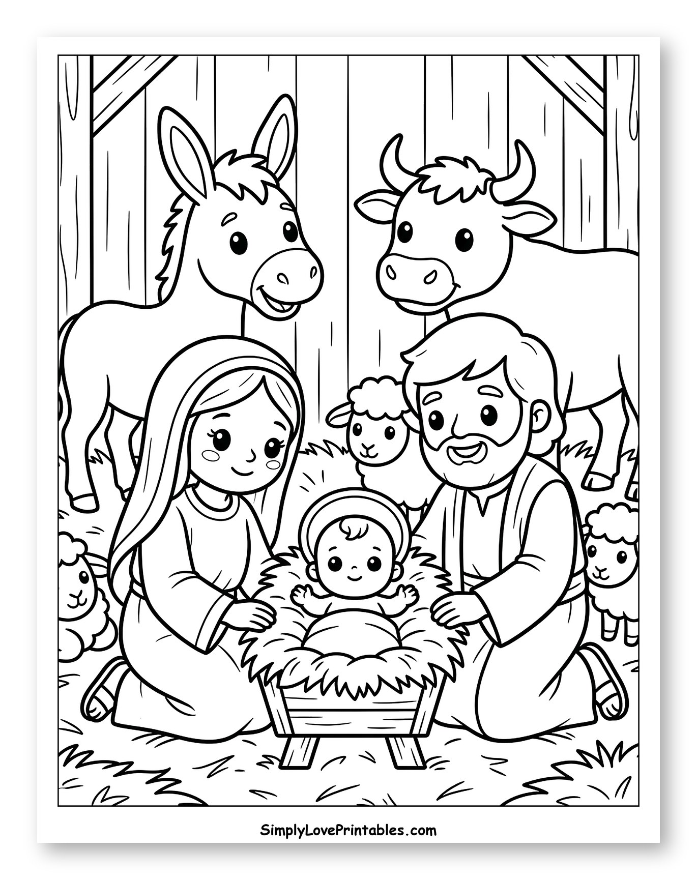 Holy Family and Animals in a Manger