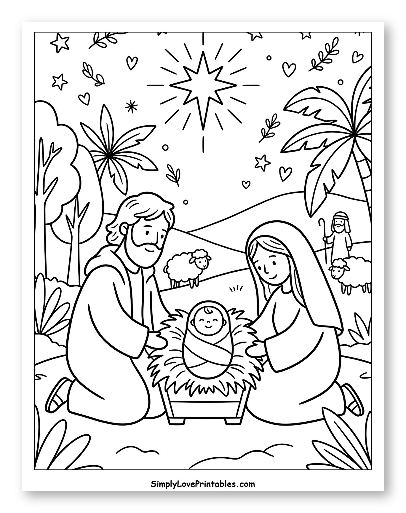 Holy Family Nativity Scene with Shepherd
