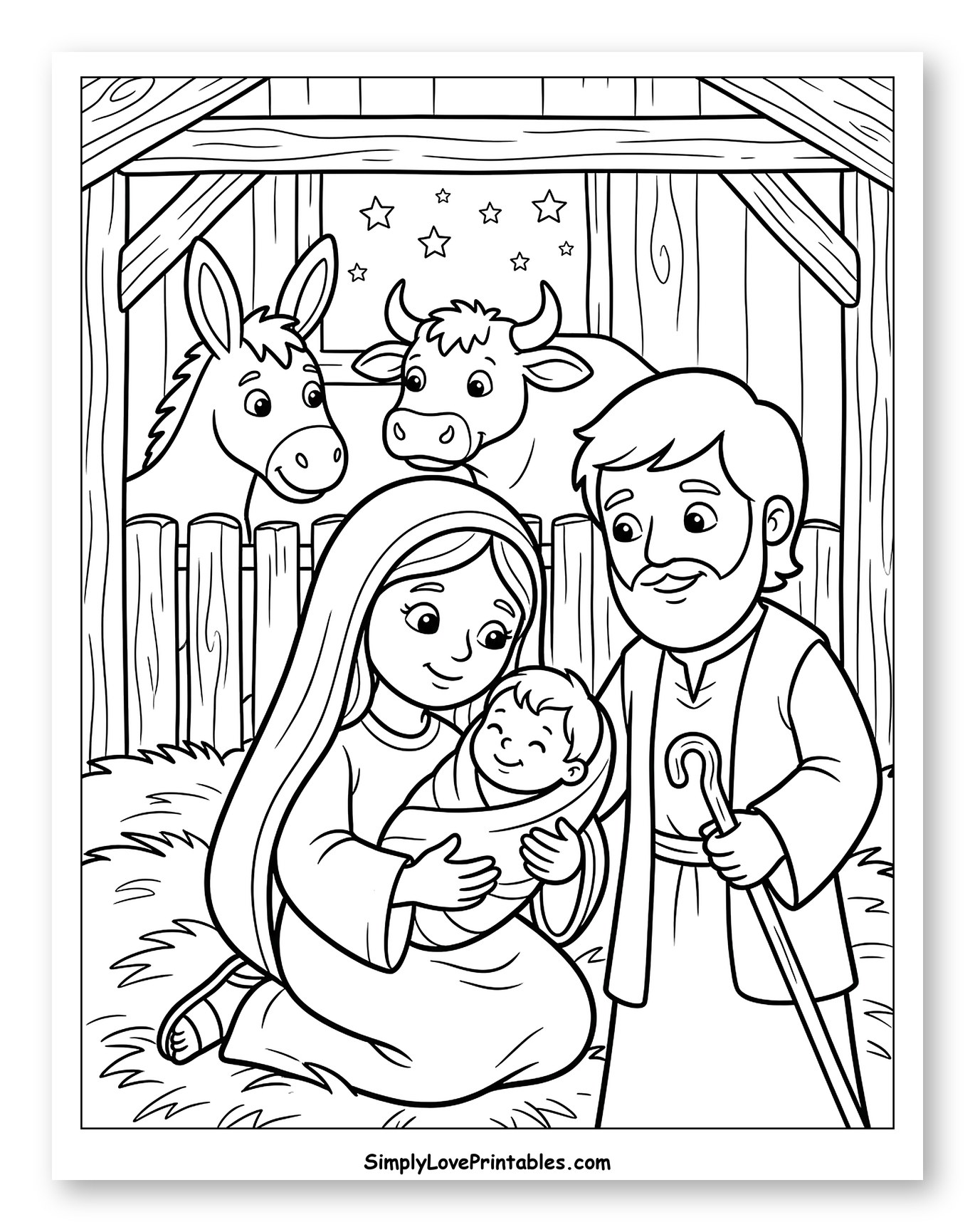Holy Family Nativity Scene with Stable Animals