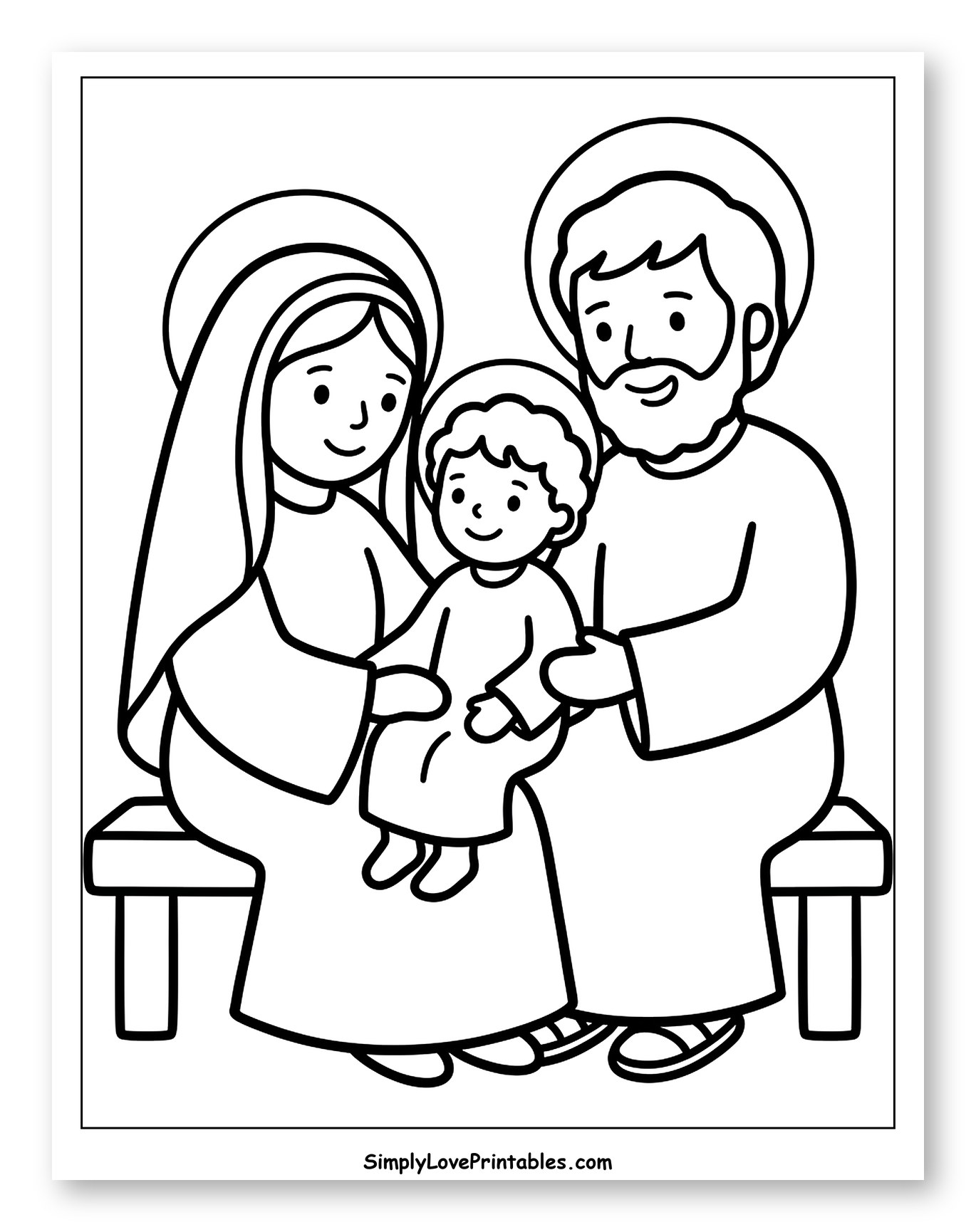 Holy Family Sitting on a Bench