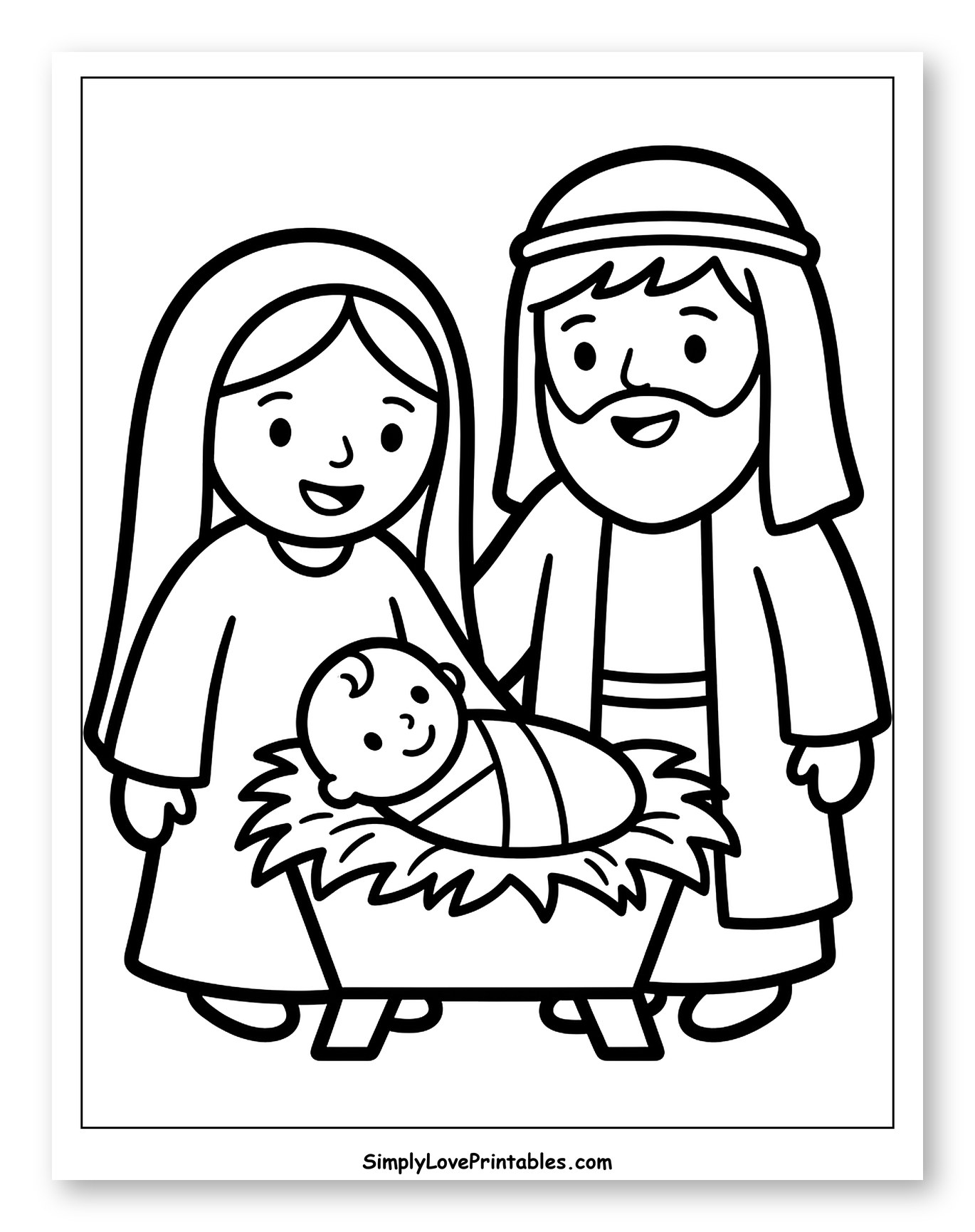 Holy Family with Baby Jesus in Manger