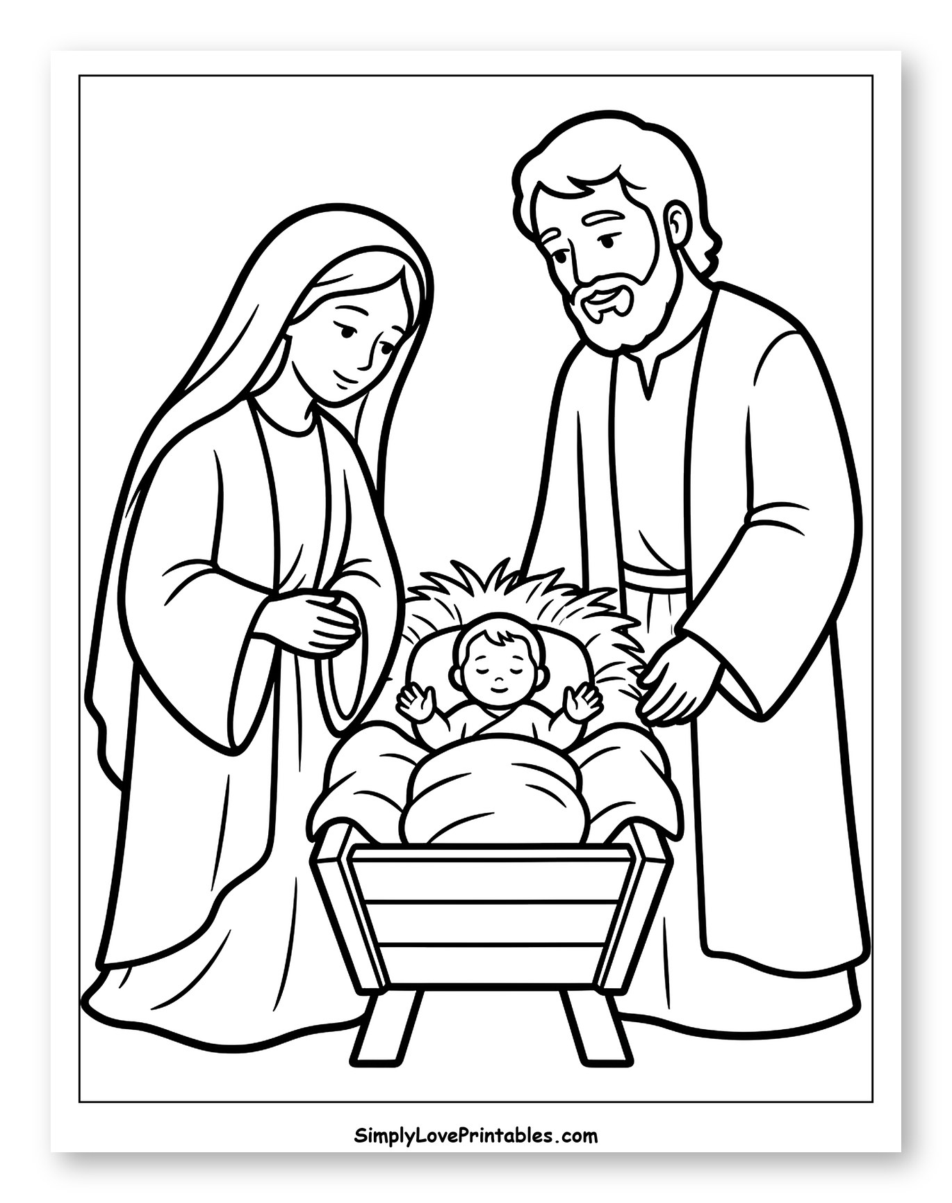 Holy Family with Baby Jesus in Manger