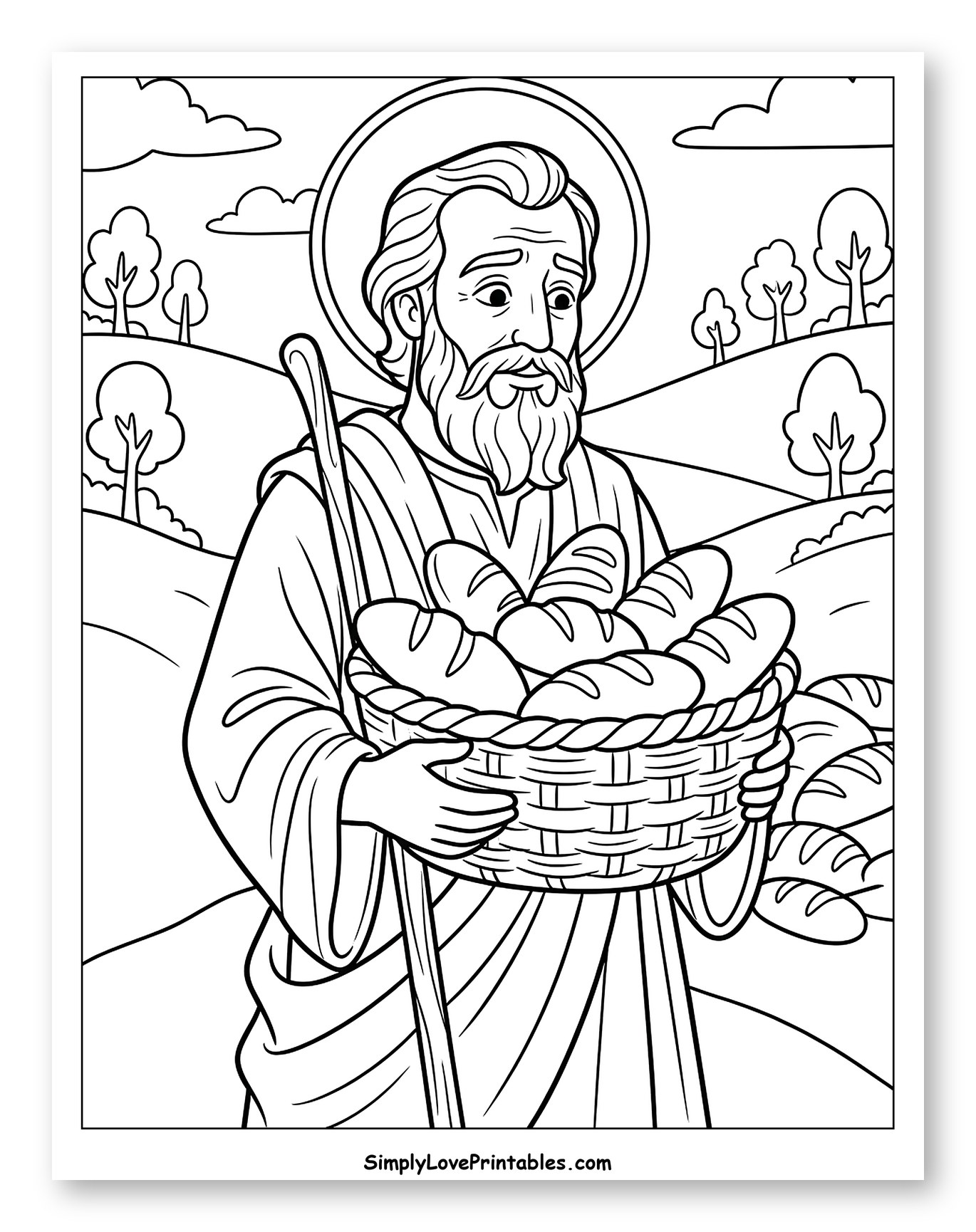 Holy Man Carrying Basket of Bread
