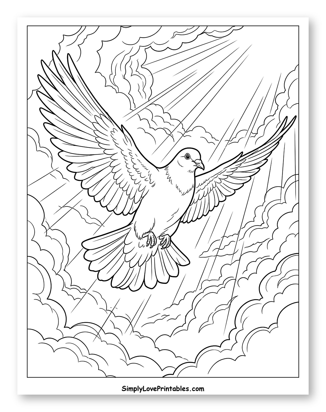 Holy Spirit Dove Flying with Divine Light