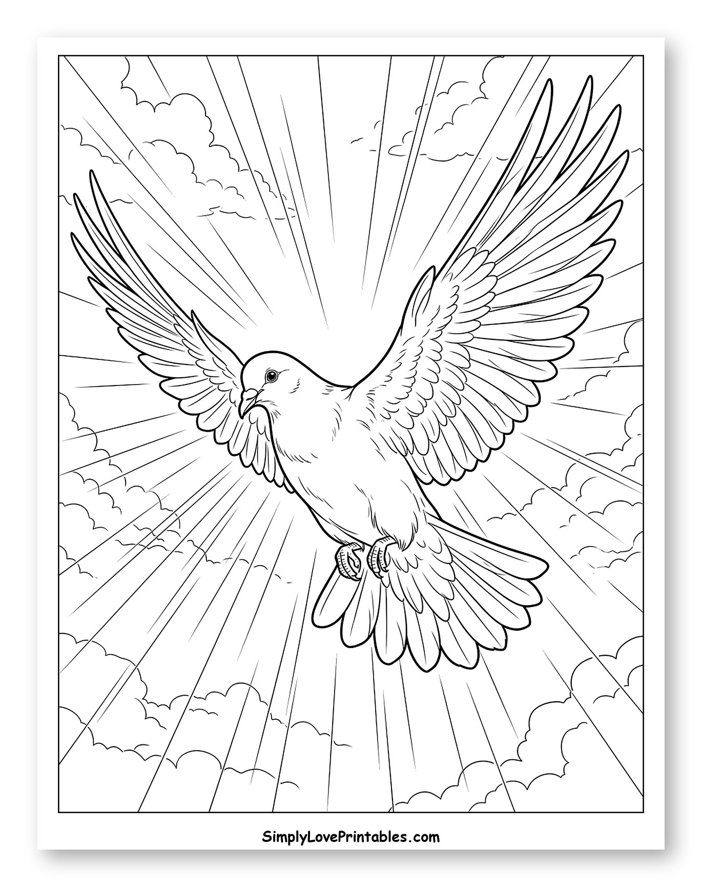 Holy Spirit Dove with Divine Light Coloring Sheet