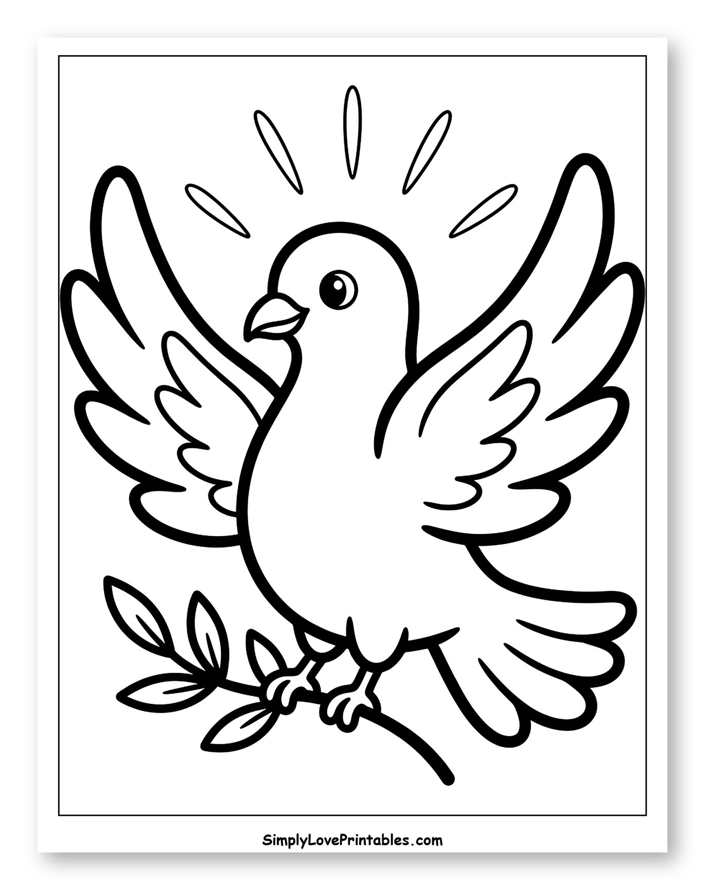 Holy Spirit Dove with Olive Branch to Color for Toddlers