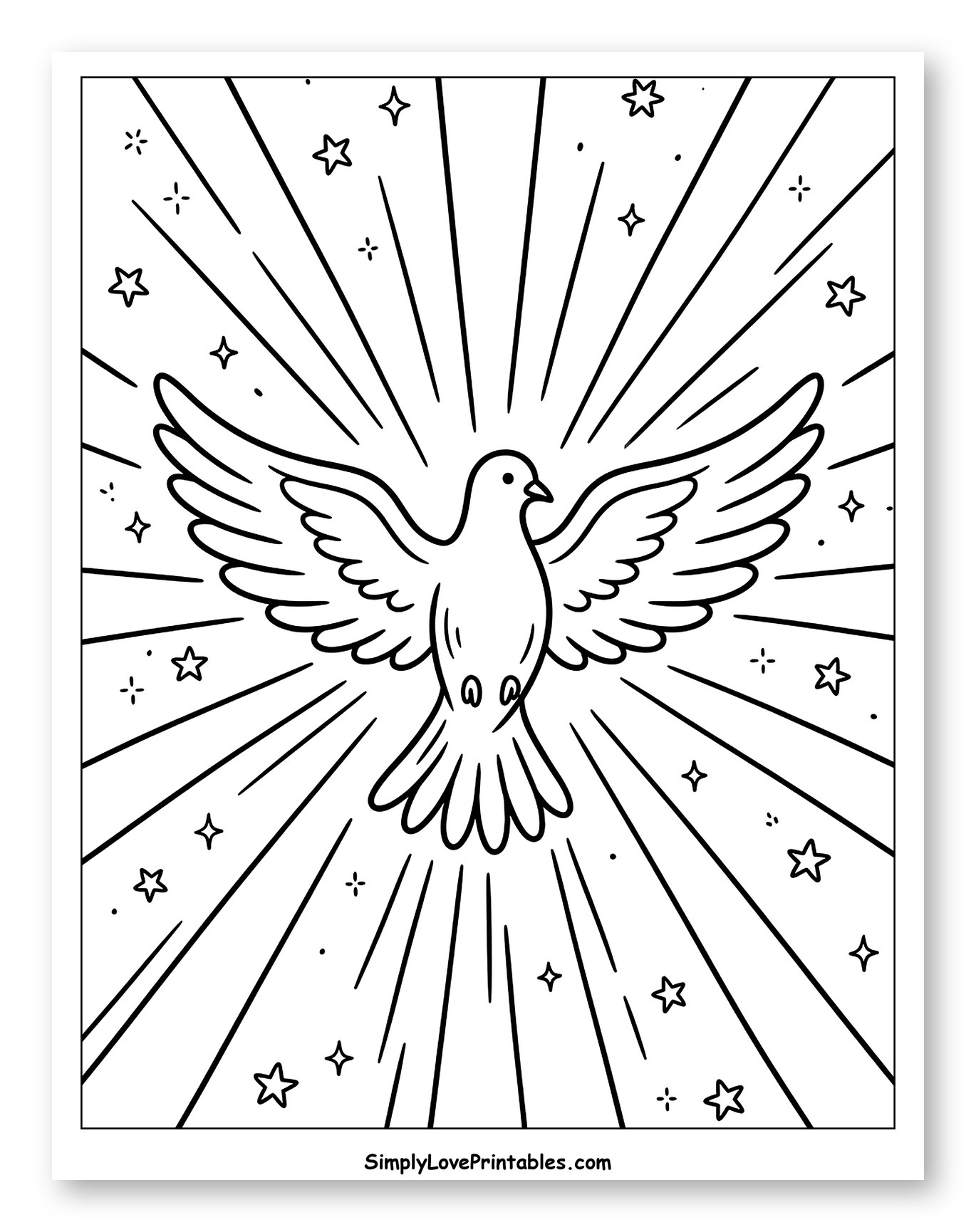 Holy Spirit Dove with Rays and Stars