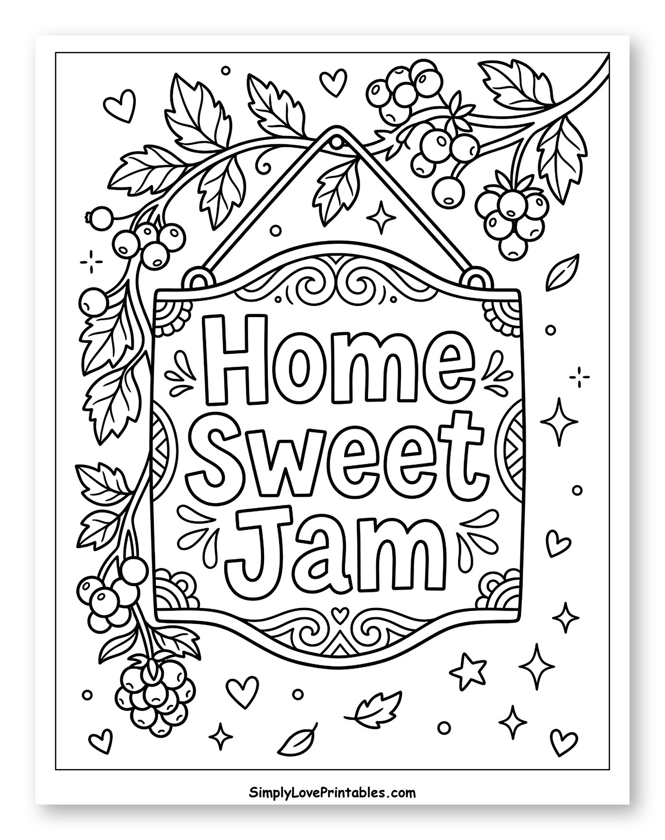 Home Sweet Jam Sign with Berries