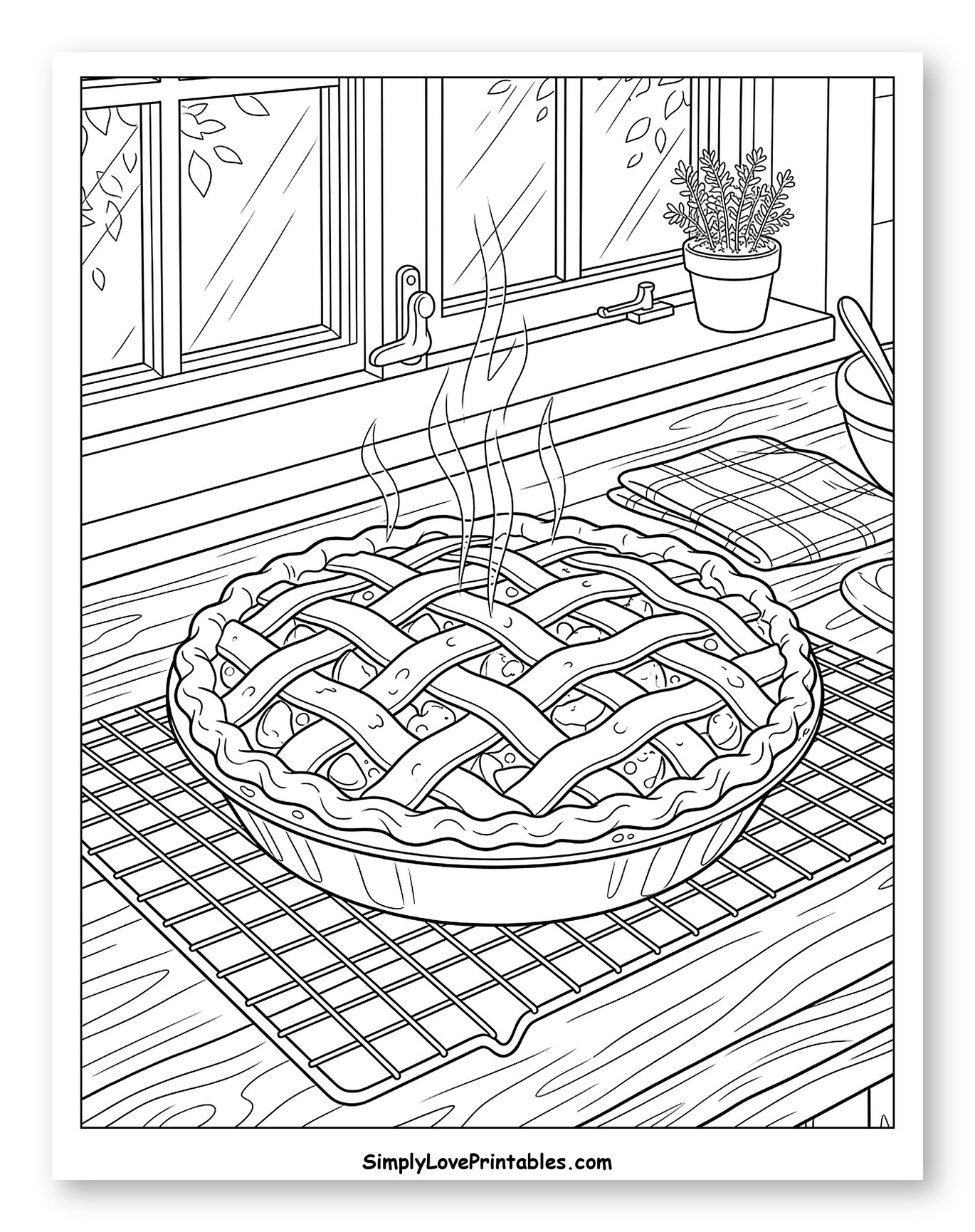Homemade Pie Cooling by a Kitchen Window to Color