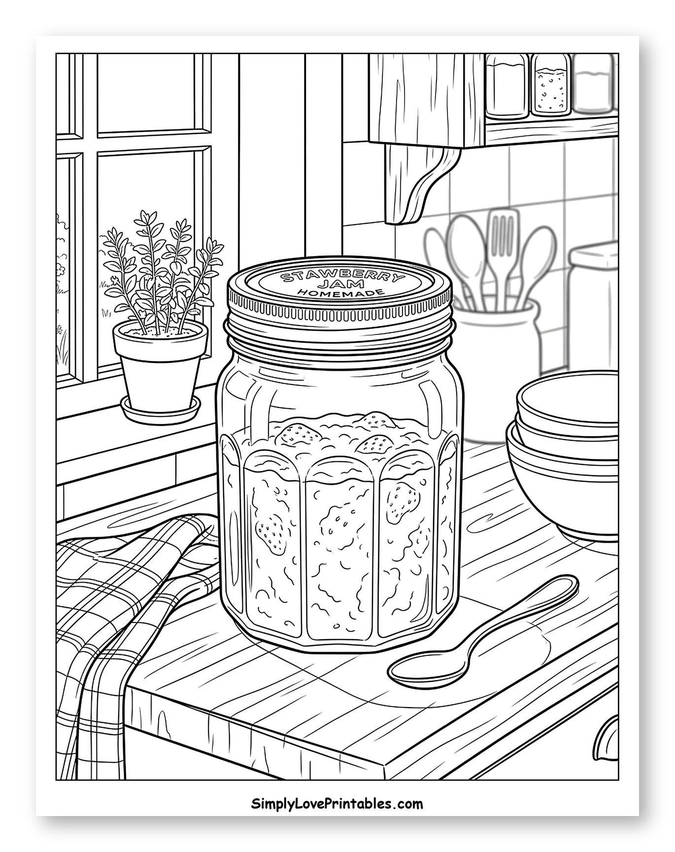 Homemade Strawberry Jam in a Kitchen