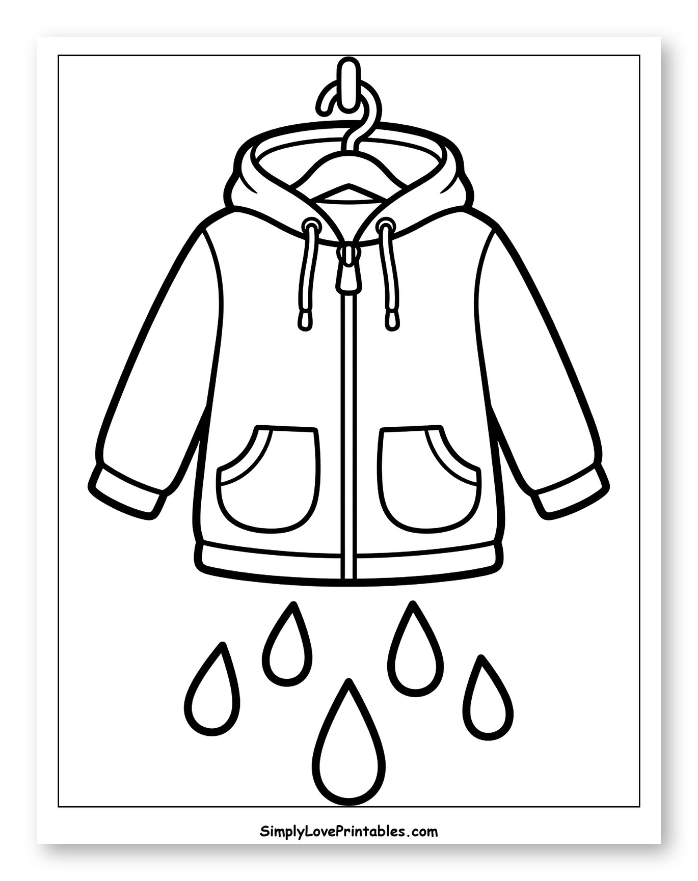 Hooded Rain Jacket with Falling Raindrops