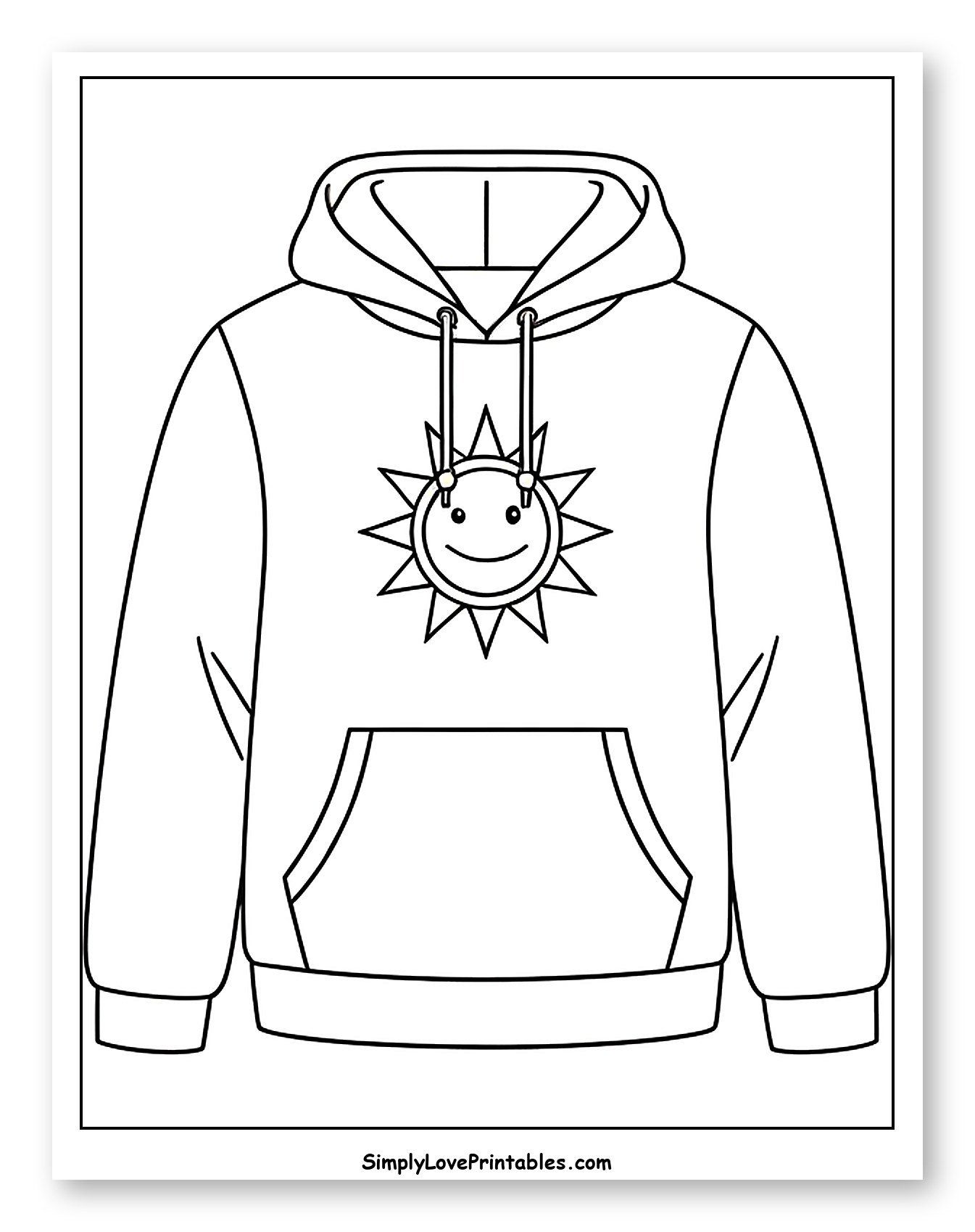 Hoodie with Smiling Sun Design to Color for Toddlers