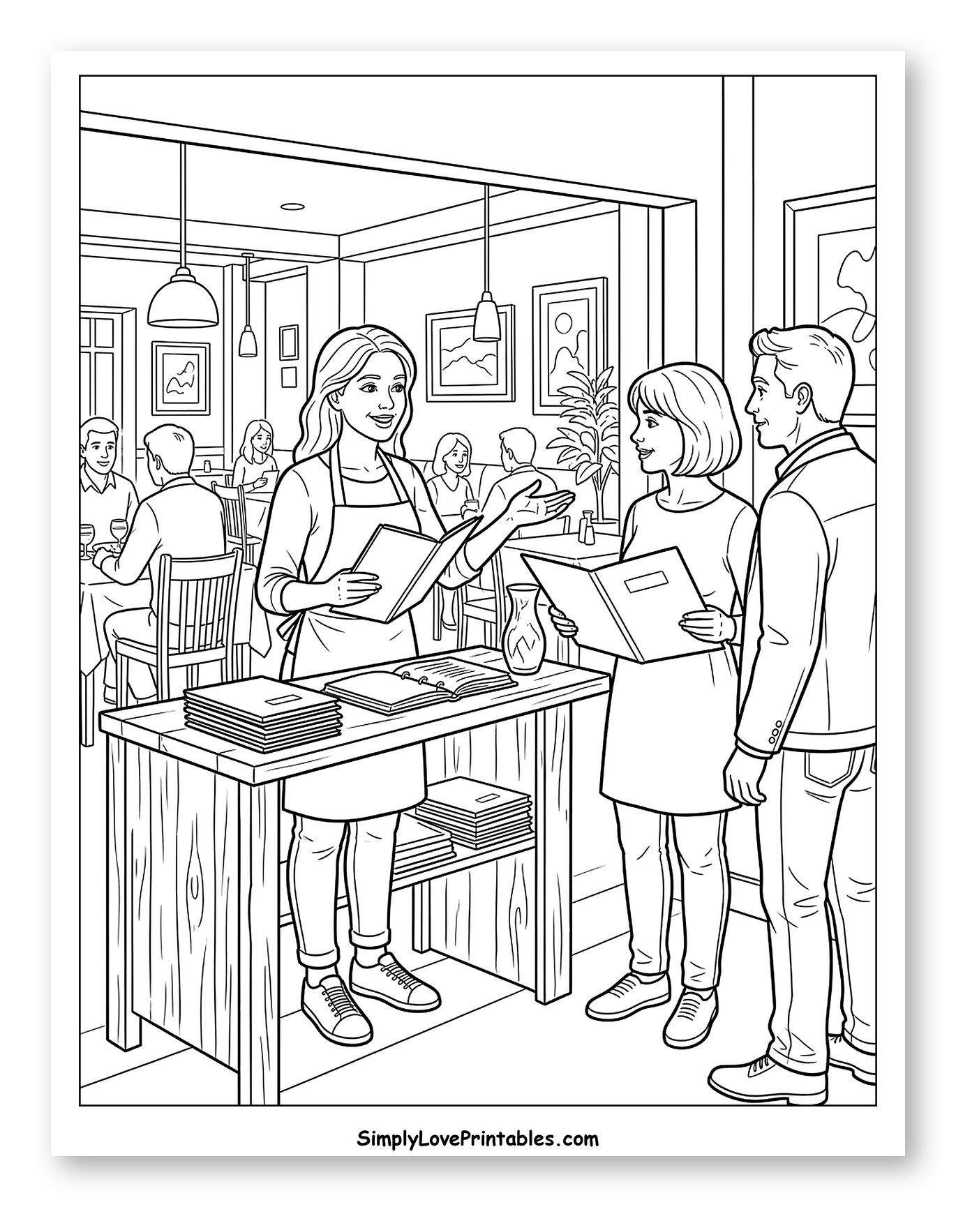 Hostess Welcoming Couple to a Restaurant