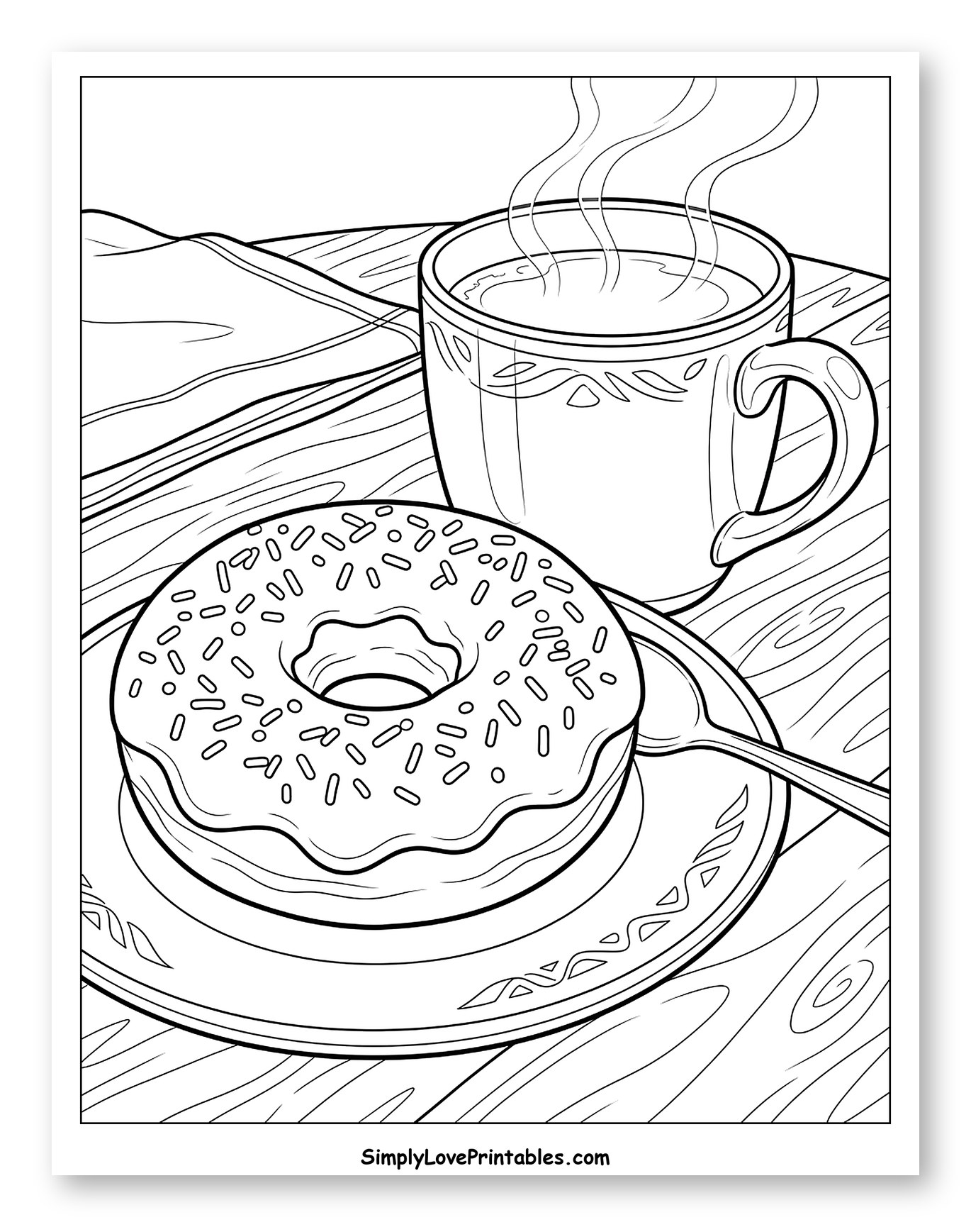 Hot Coffee and Sprinkled Donut Breakfast