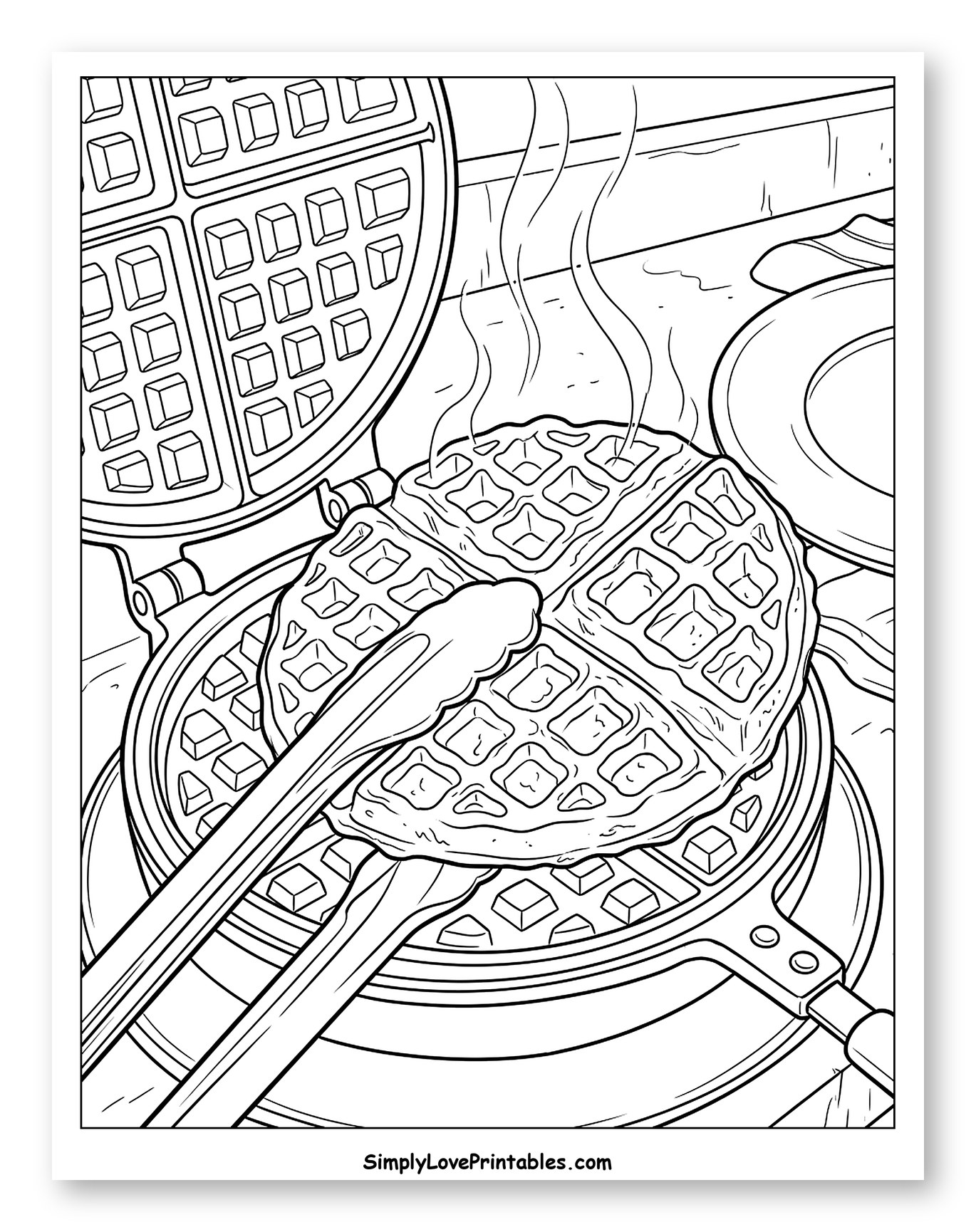 Hot Waffle Lifted from Waffle Maker Coloring Sheet