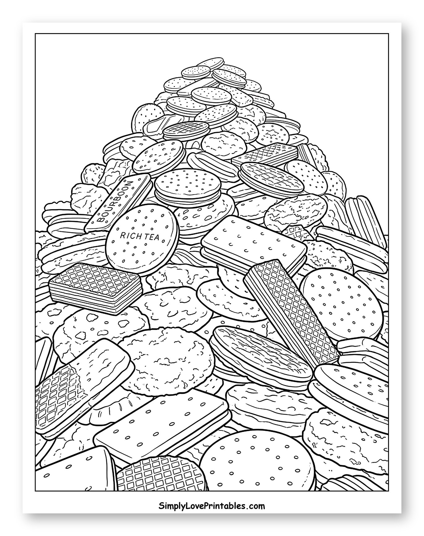 Huge Pile of Different Biscuits and Cookies to Color