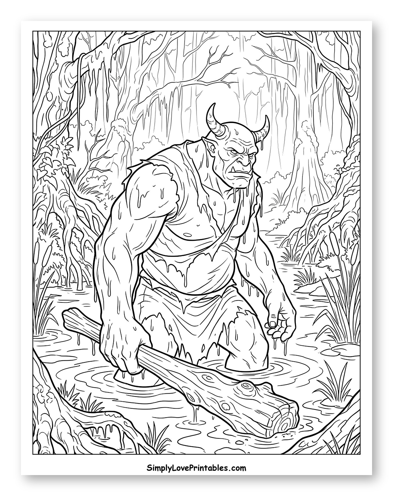 Hulking Ogre with Club in Wetlands