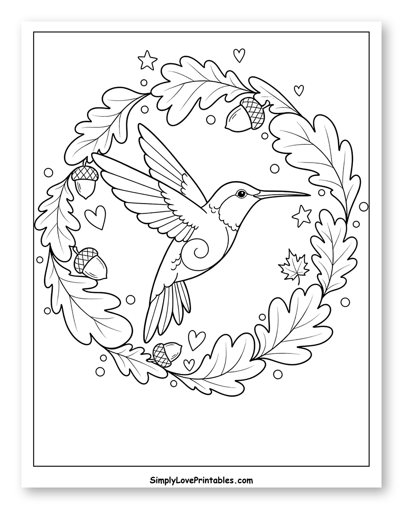 Hummingbird Flying in an Autumn Wreath