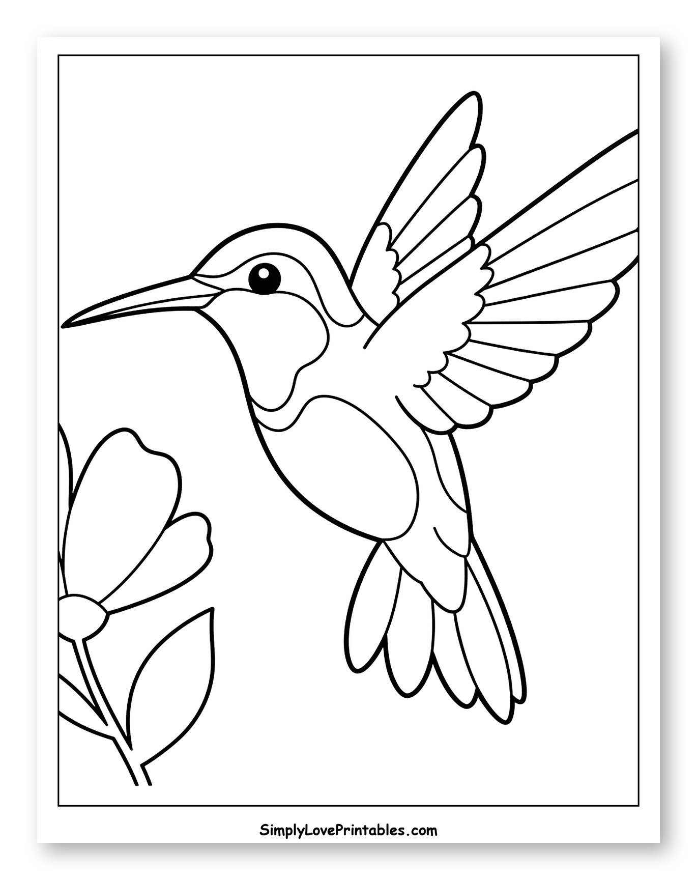 Hummingbird Flying Near a Flower