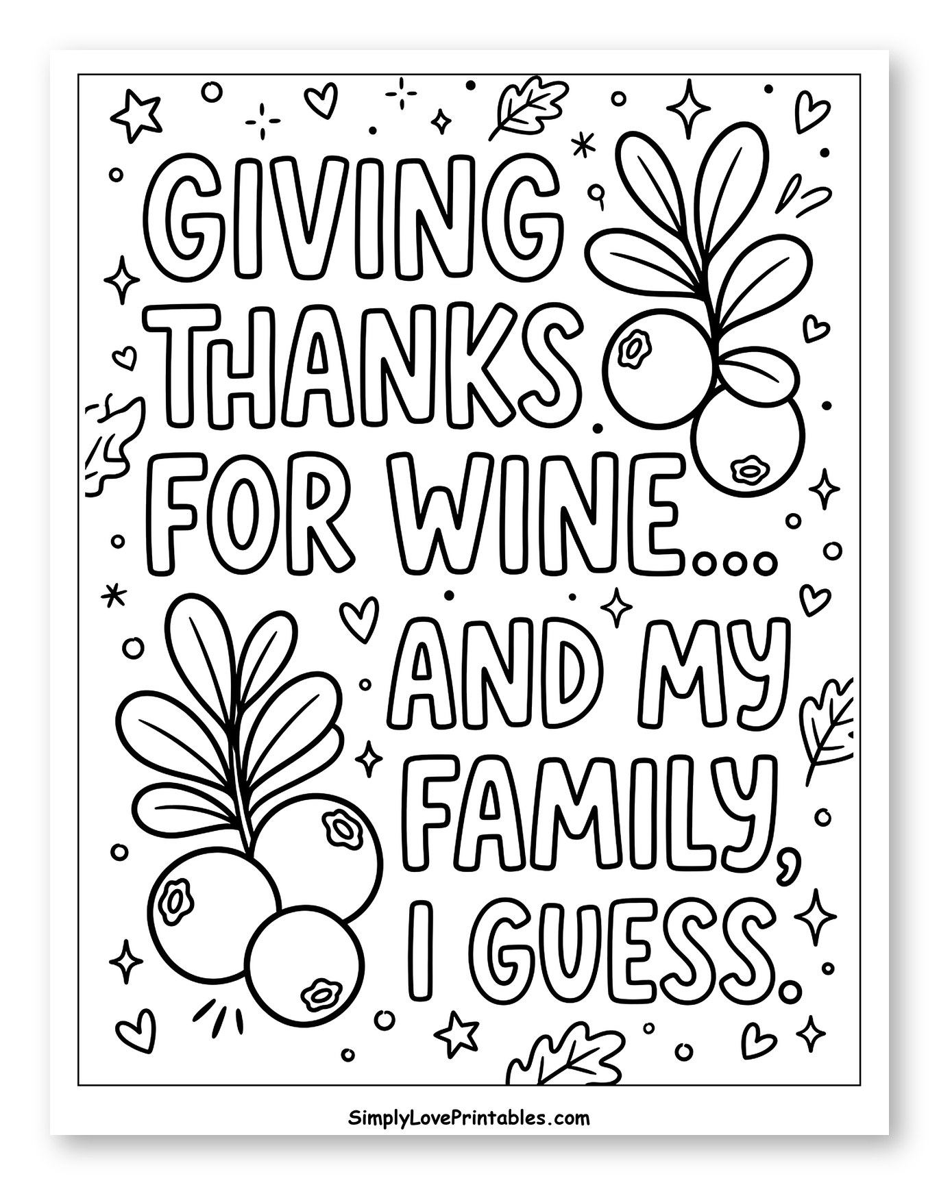 Humorous Giving Thanks for Wine Typography