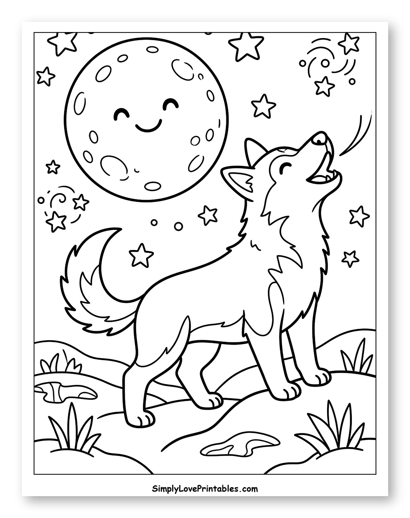 Husky Howling at a Happy Moon
