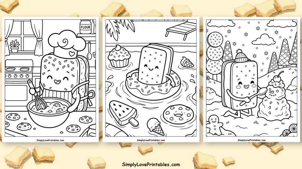 Ice cream sandwiches coloring pages featured image