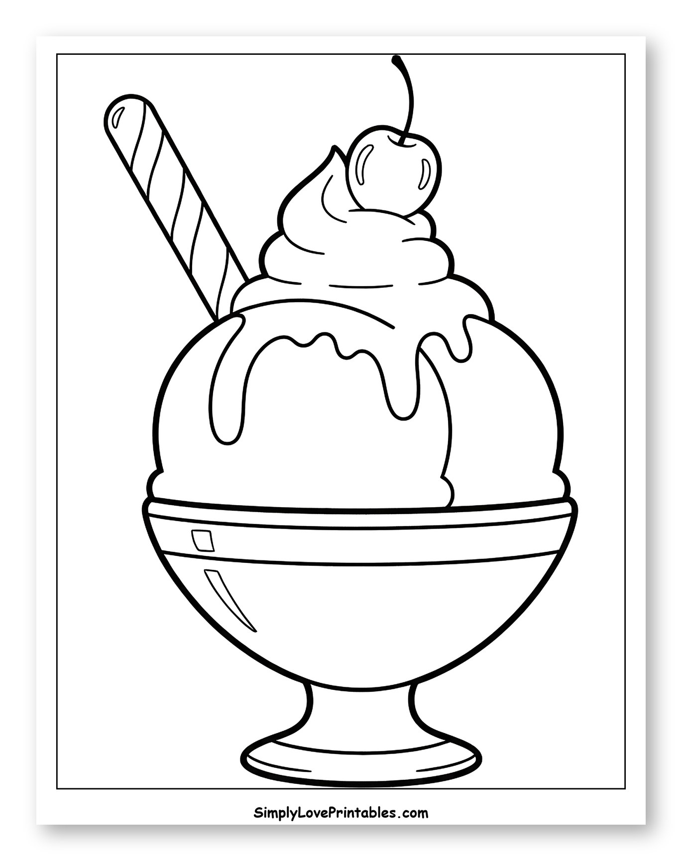 Ice Cream Sundae with Cherry and Waffle Stick