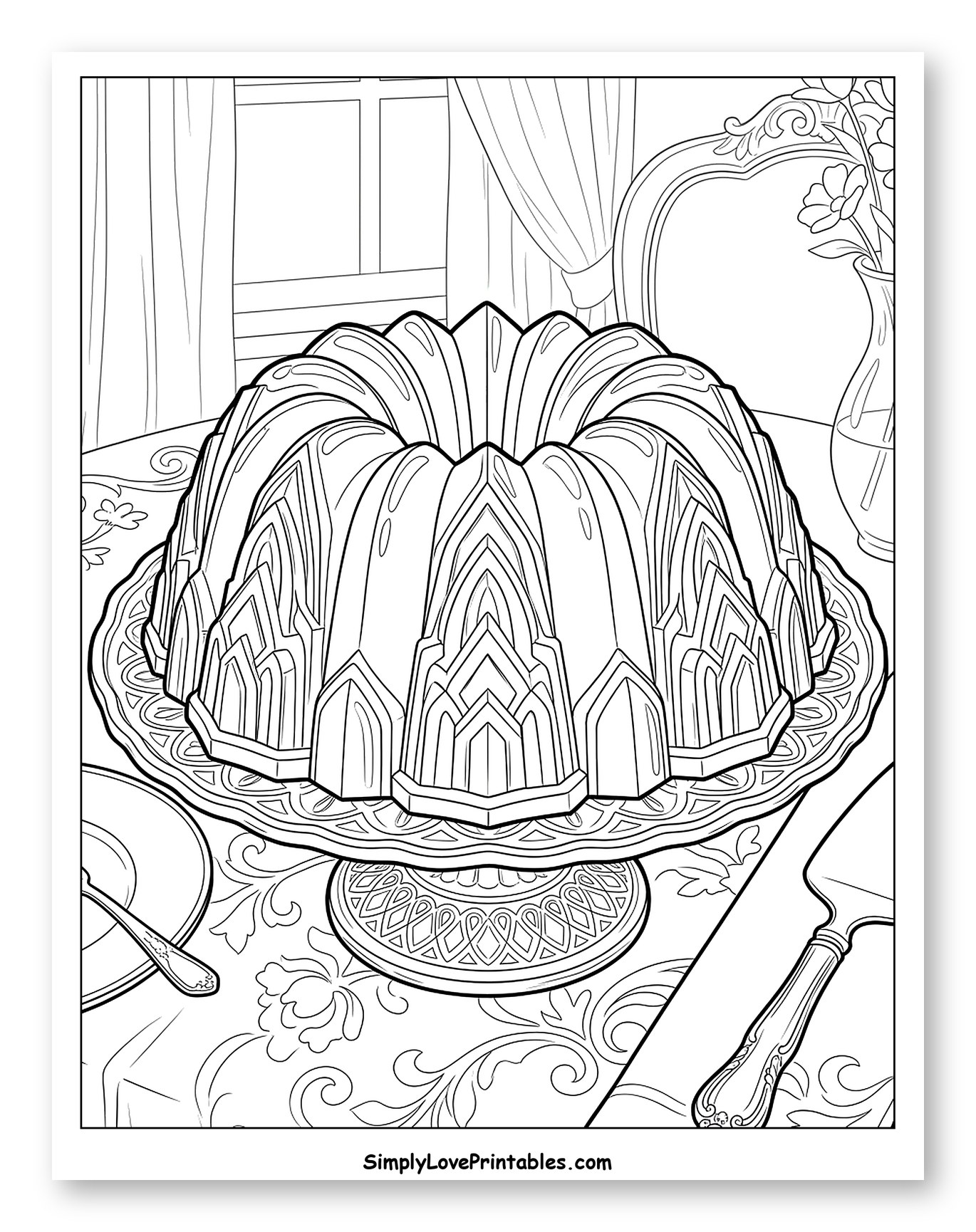 Intricate Jello Cake on Ornate Stand